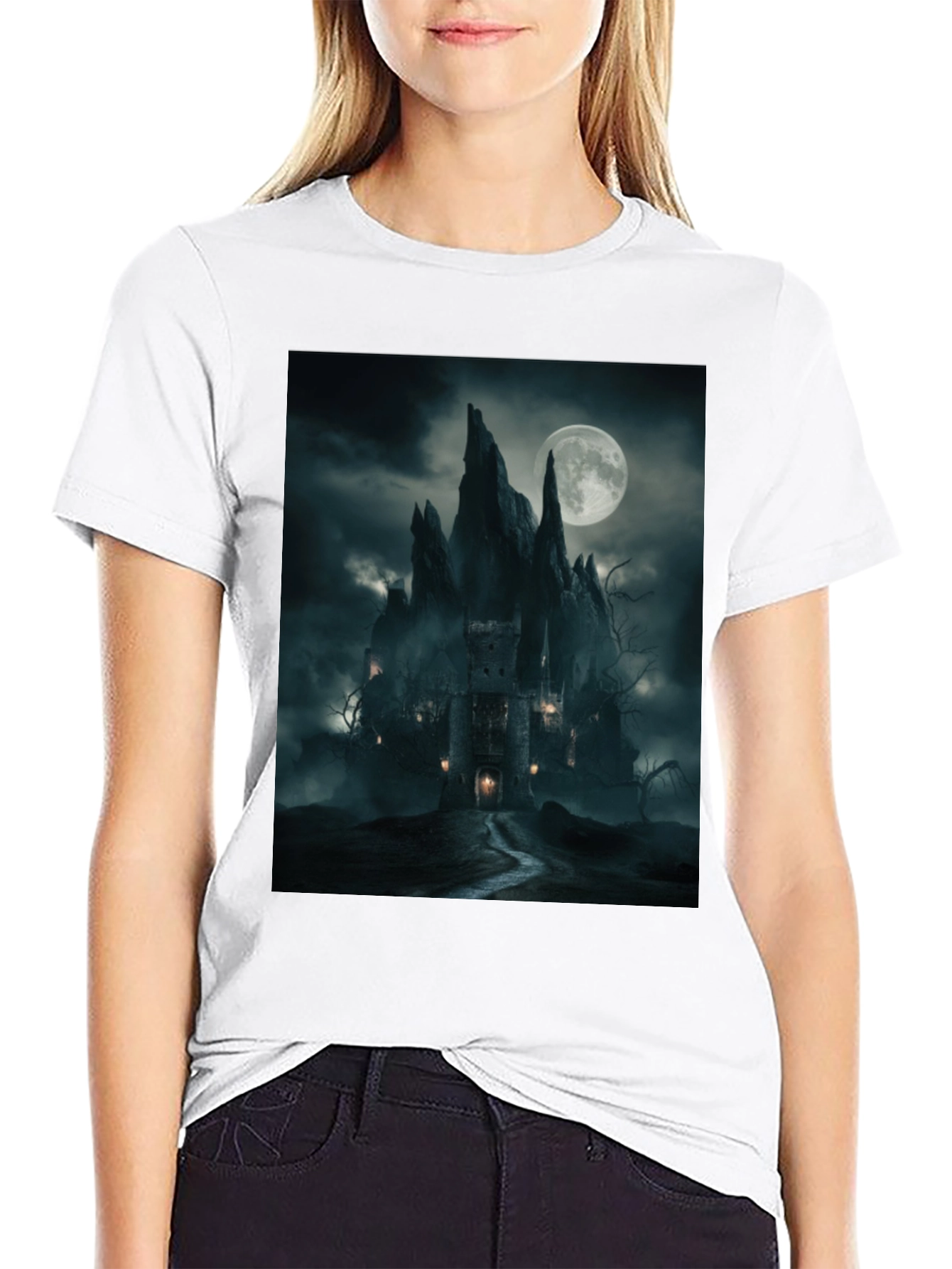 Eerie Castle Moonlit T-Shirt