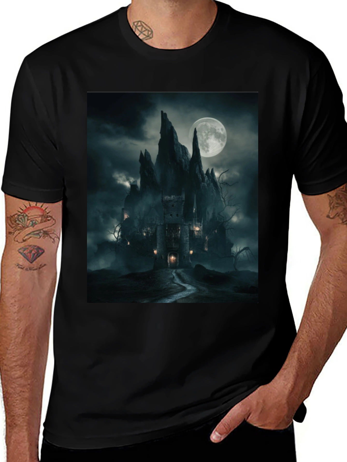 Eerie Castle Moonlit T-Shirt