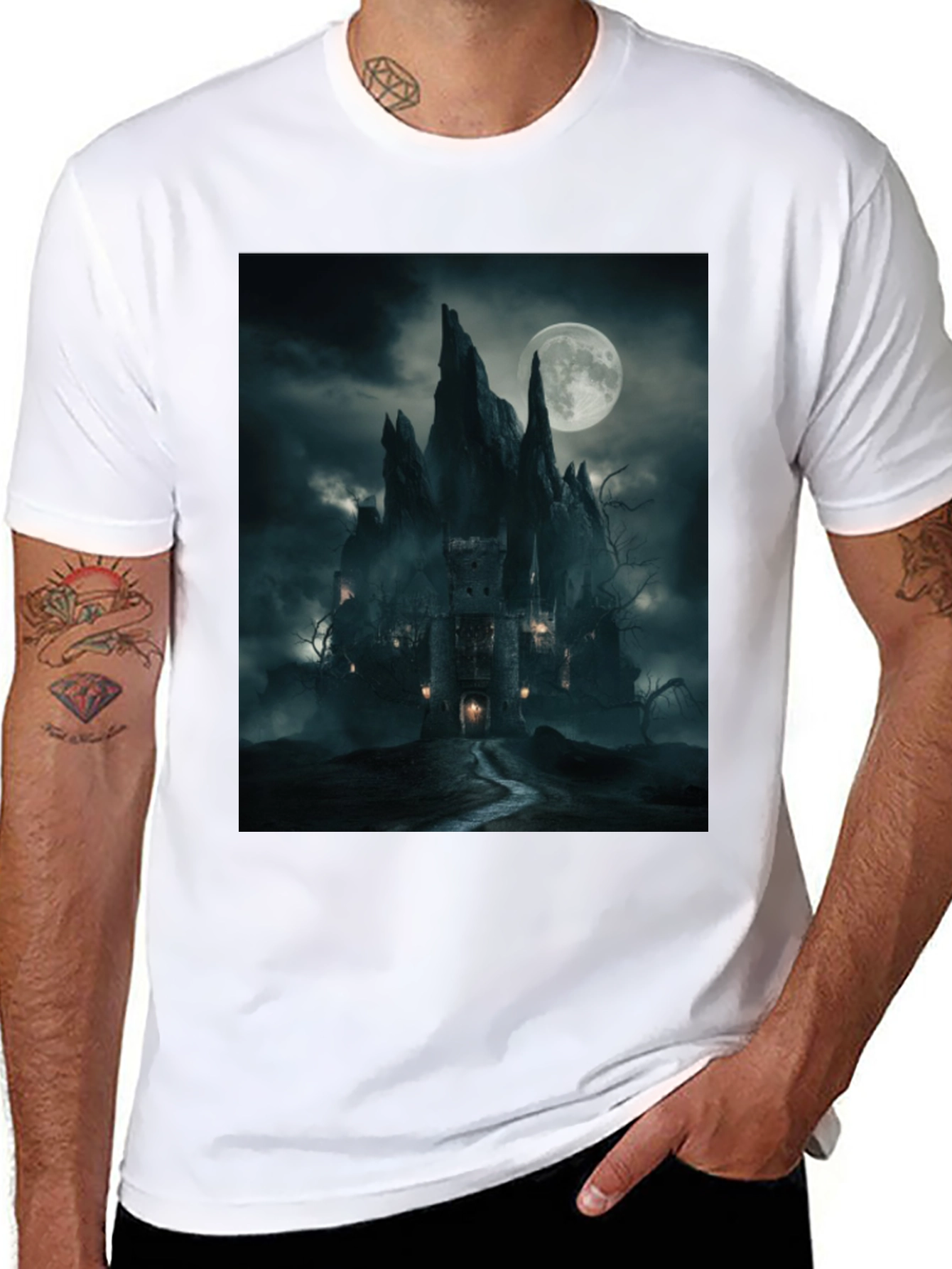 Eerie Castle Moonlit T-Shirt