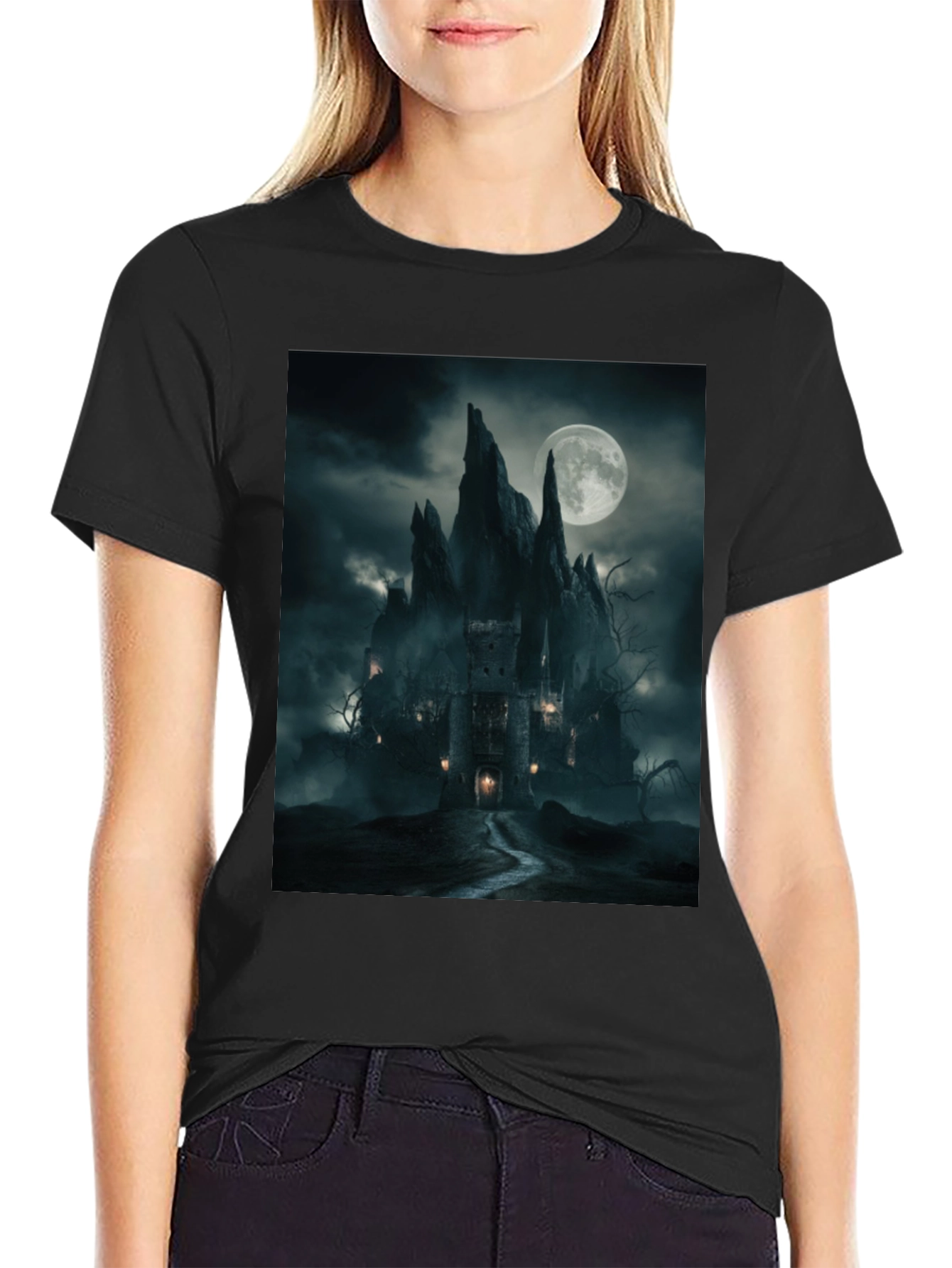 Eerie Castle Moonlit T-Shirt