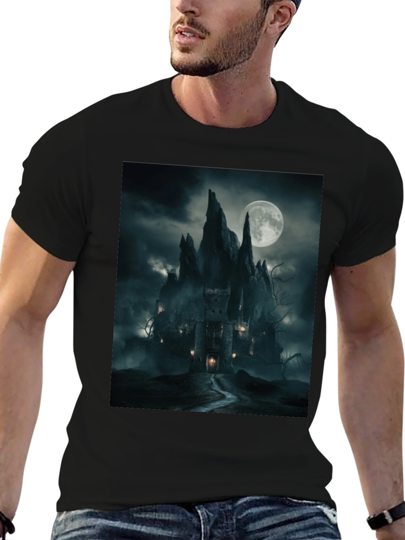 Eerie Castle Moonlit T-Shirt