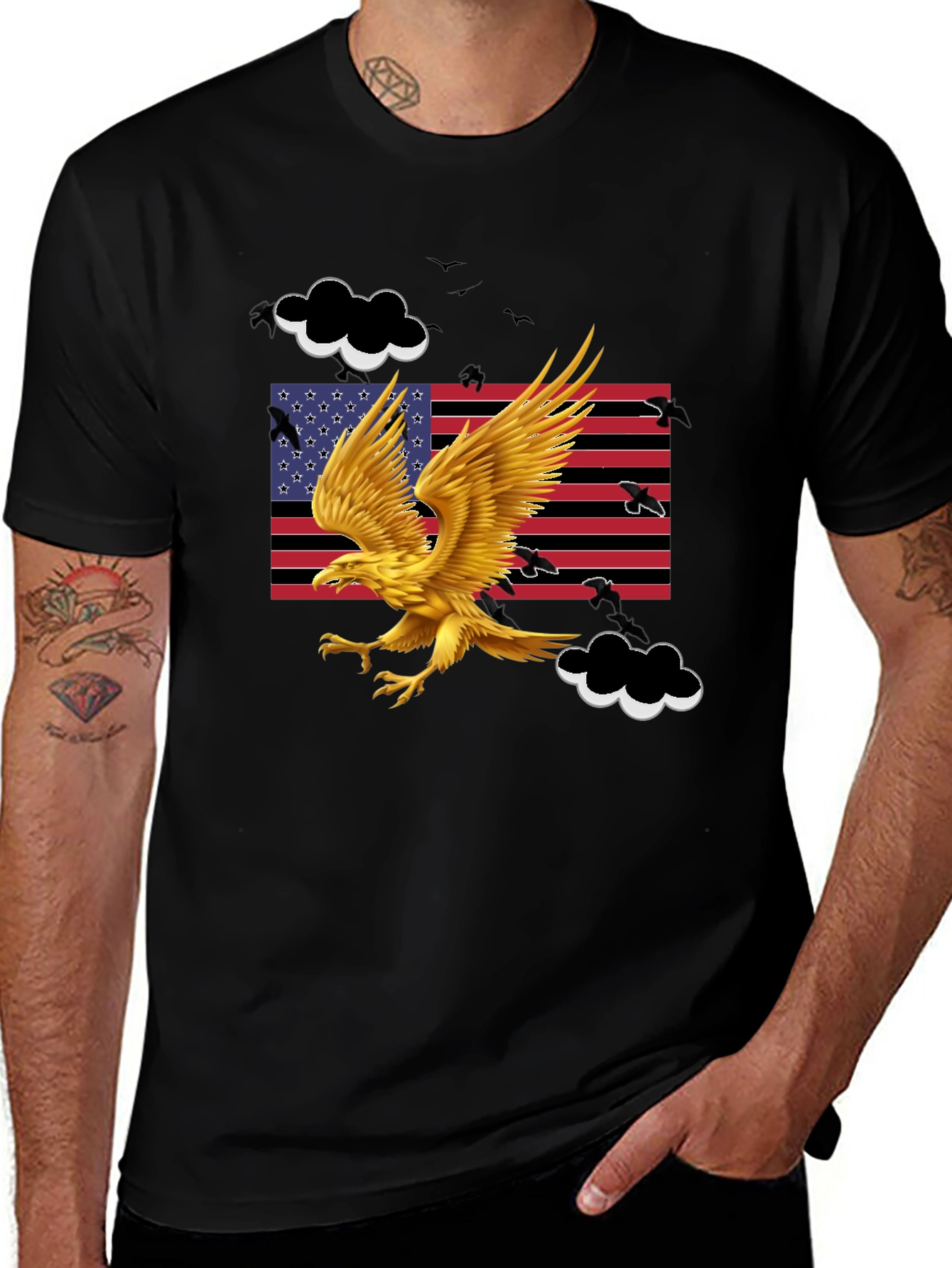 Eagle Graphic T-Shirt - Patriotic American Flag Design