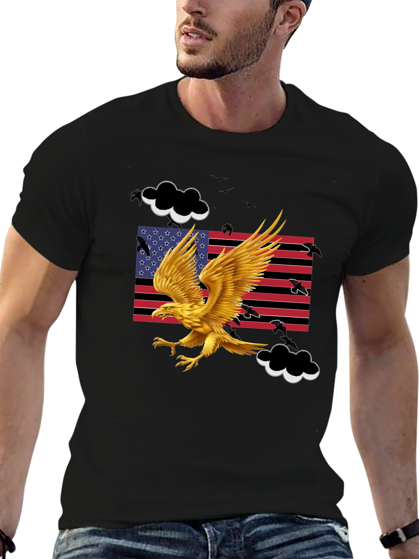 Eagle Graphic T-Shirt - Patriotic American Flag Design