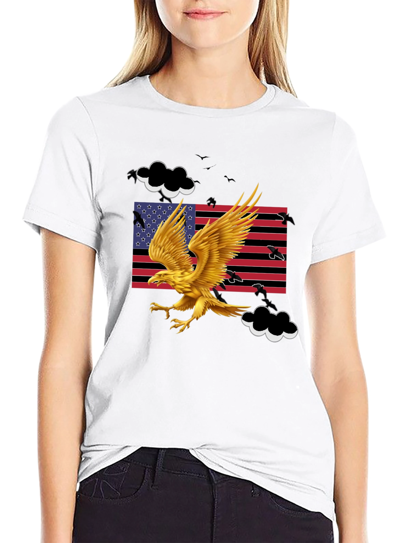 Eagle Graphic T-Shirt - Patriotic American Flag Design