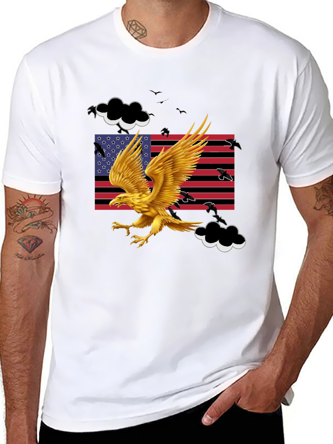 Eagle Graphic T-Shirt - Patriotic American Flag Design