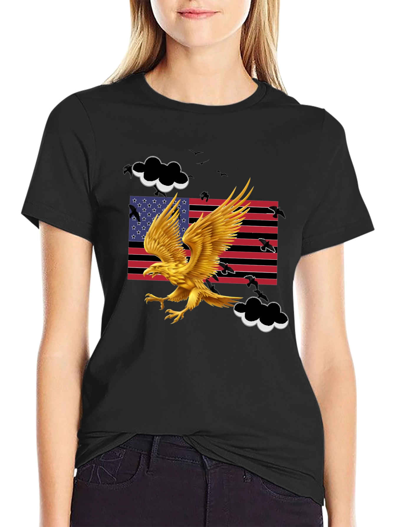 Eagle Graphic T-Shirt - Patriotic American Flag Design