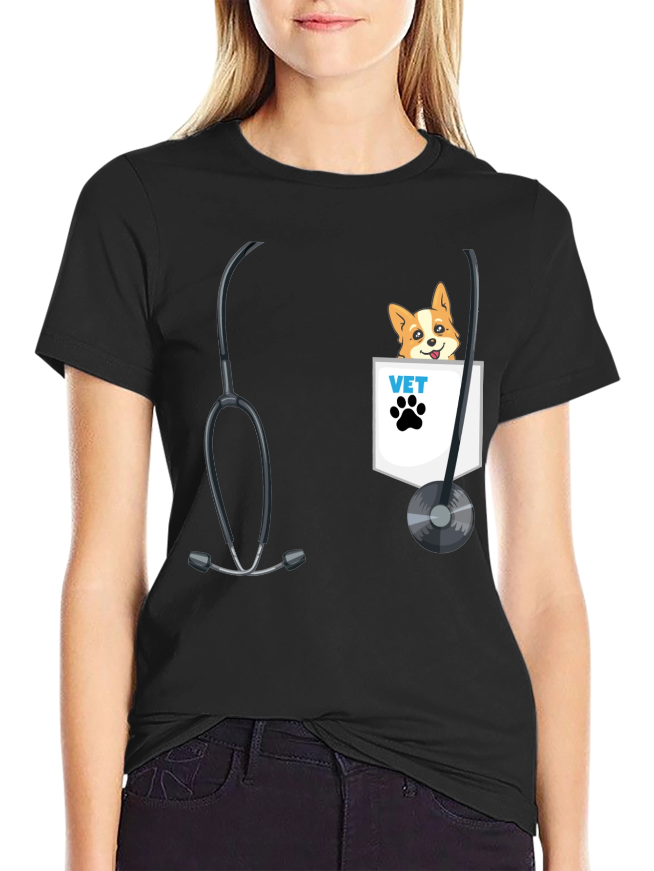 Veterinarian Dog Pocket T-Shirt