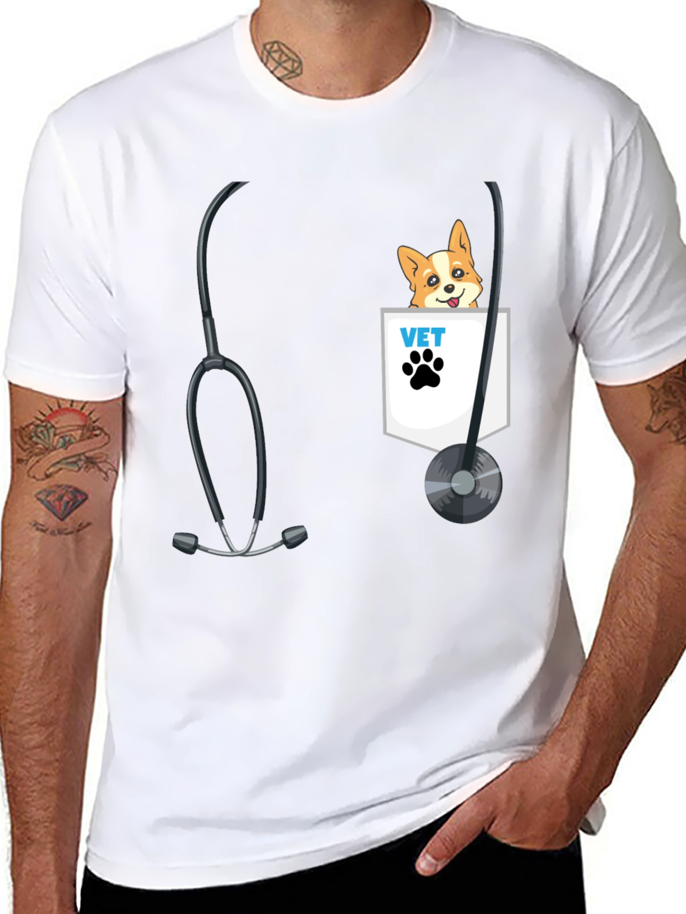 Veterinarian Dog Pocket T-Shirt