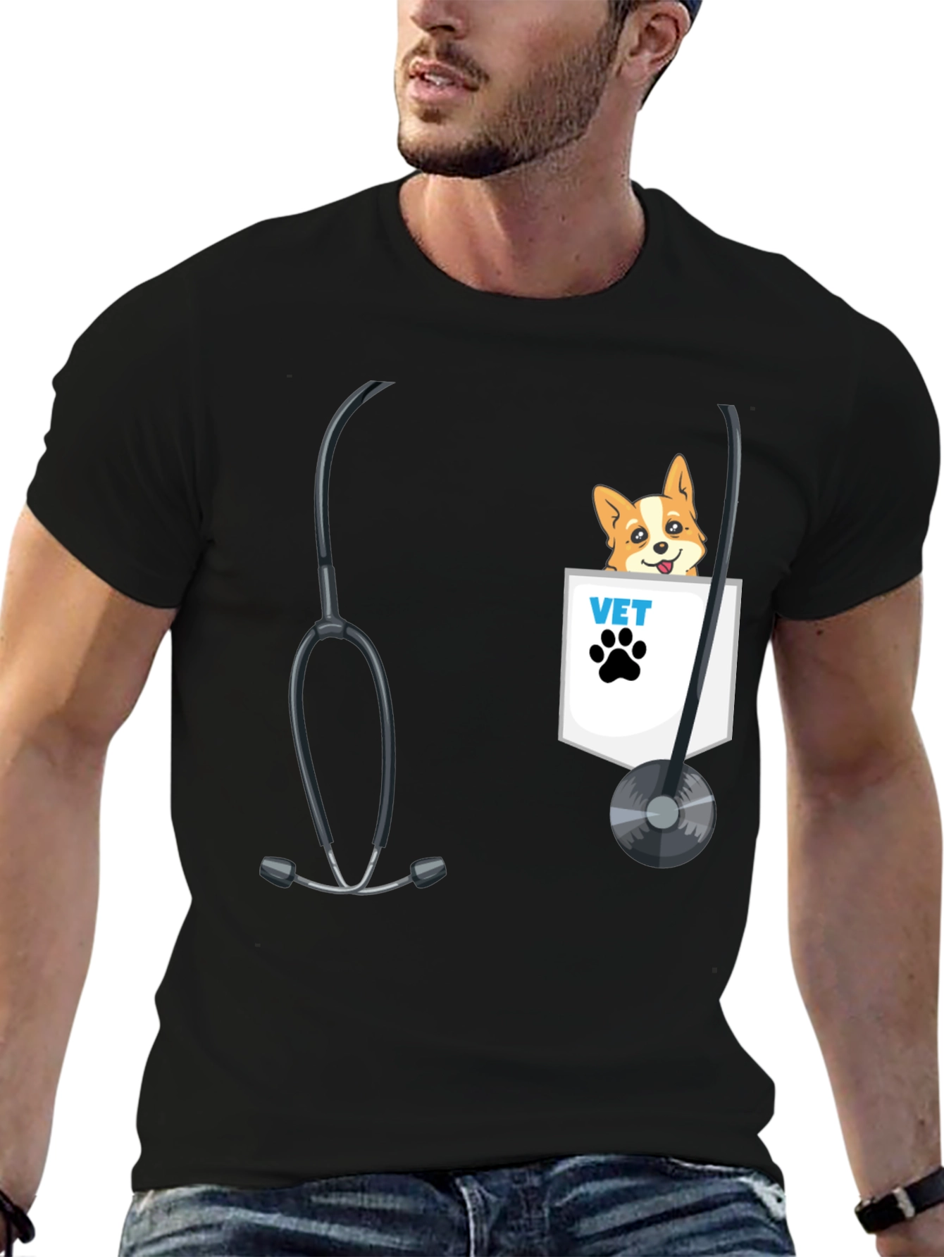 Veterinarian Dog Pocket T-Shirt