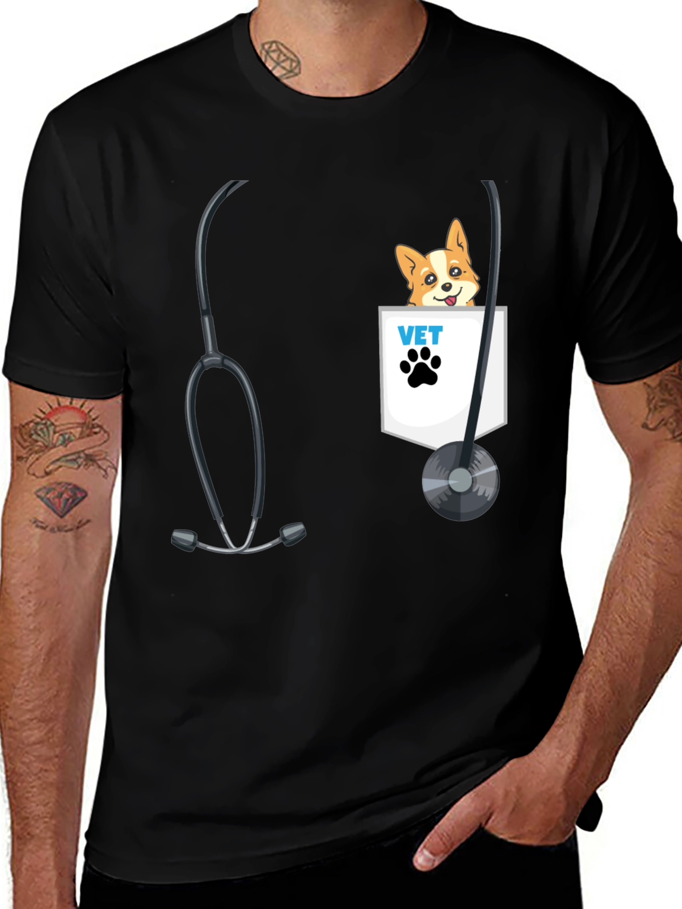 Veterinarian Dog Pocket T-Shirt