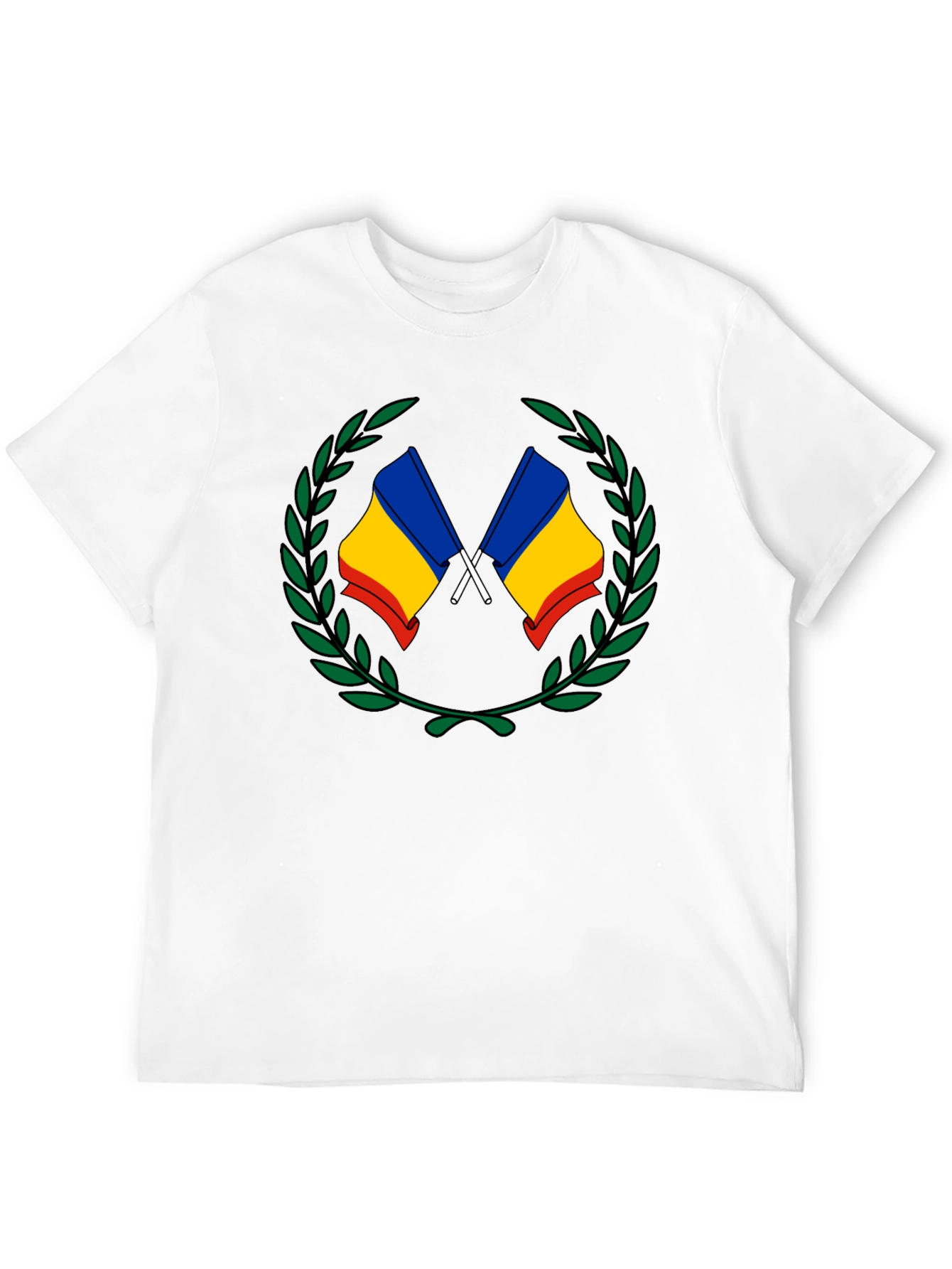 Romania Flag Laurel Wreath T-Shirt - Black