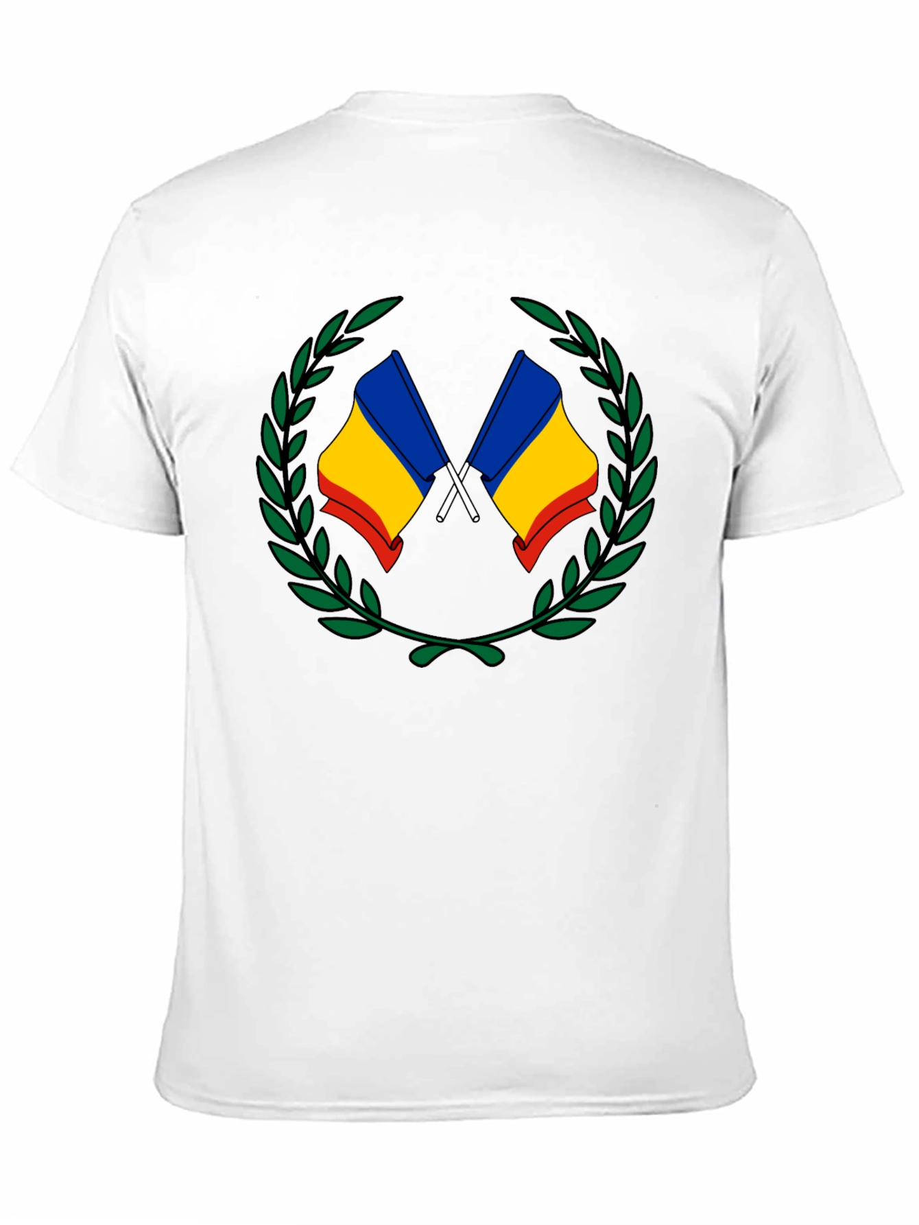 Romania Flag Laurel Wreath T-Shirt - Black
