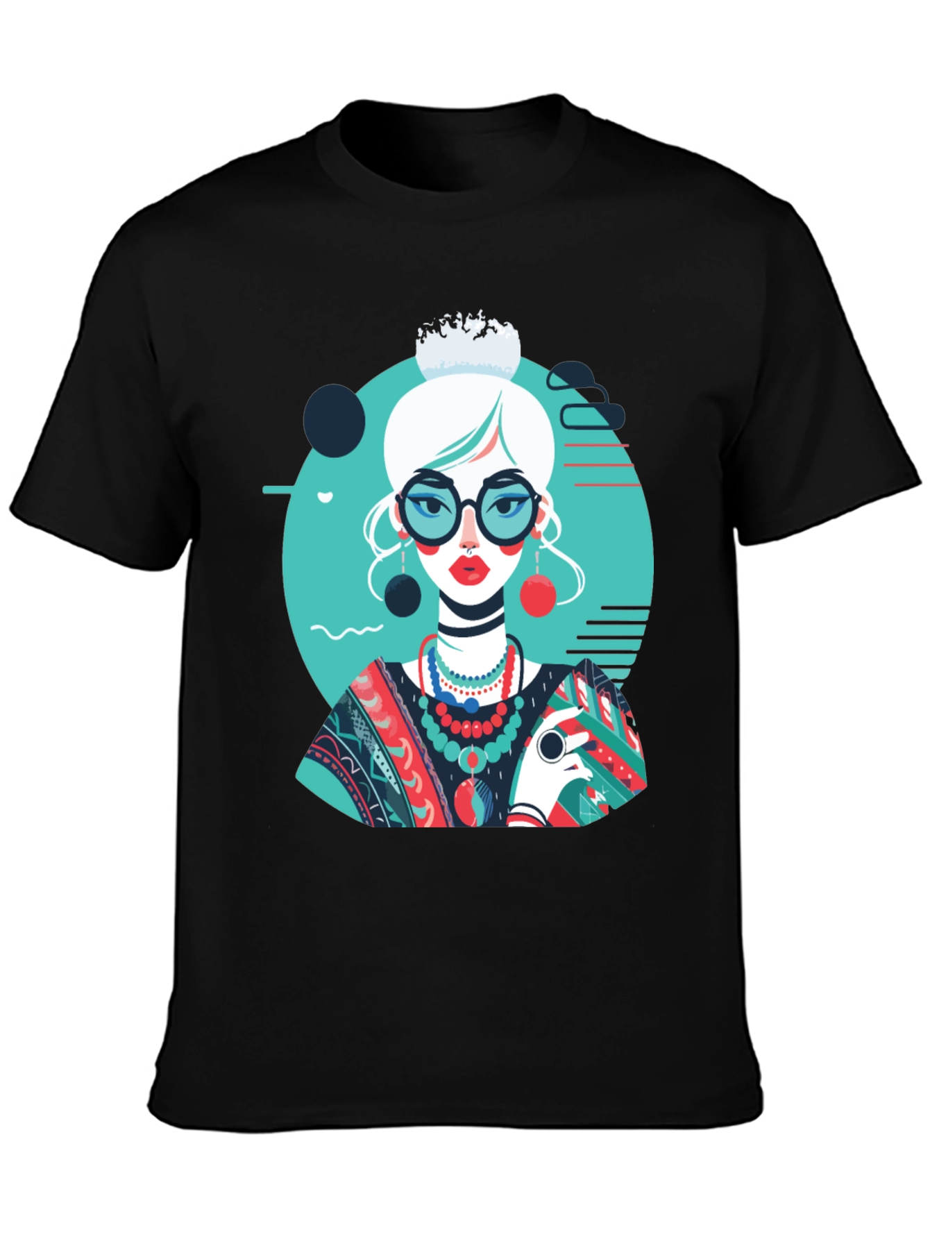 Artsy Woman Graphic T-Shirt - Modern Art Style