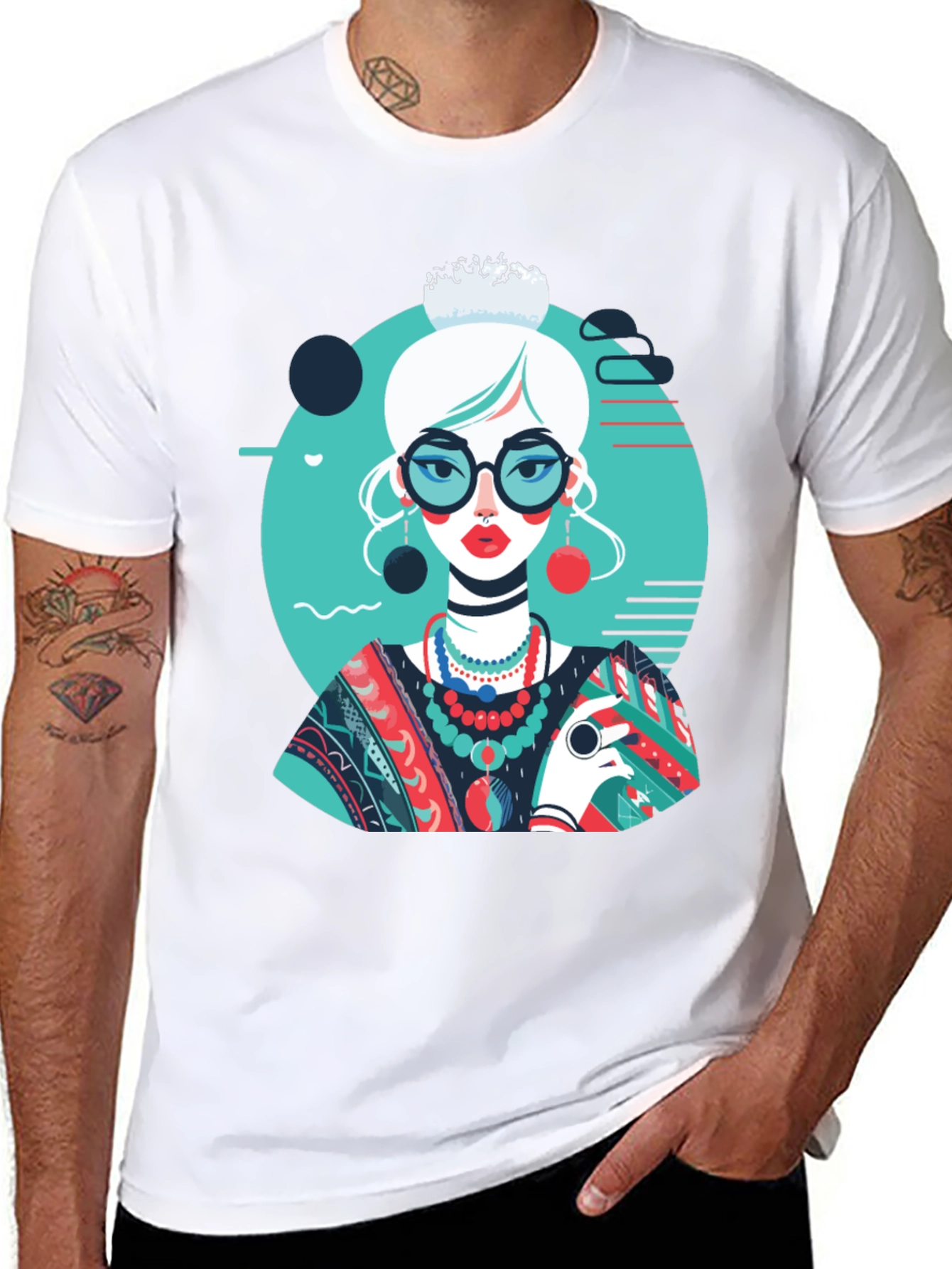 Artsy Woman Graphic T-Shirt - Modern Art Style