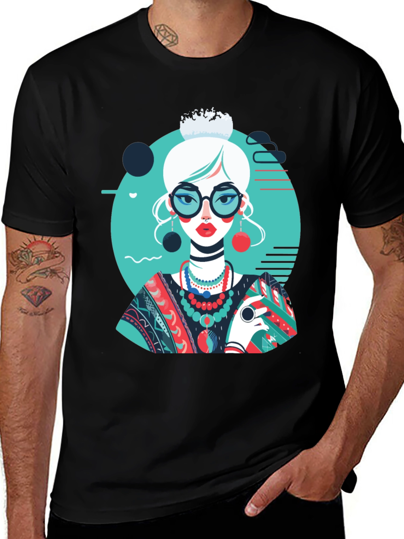 Artsy Woman Graphic T-Shirt - Modern Art Style