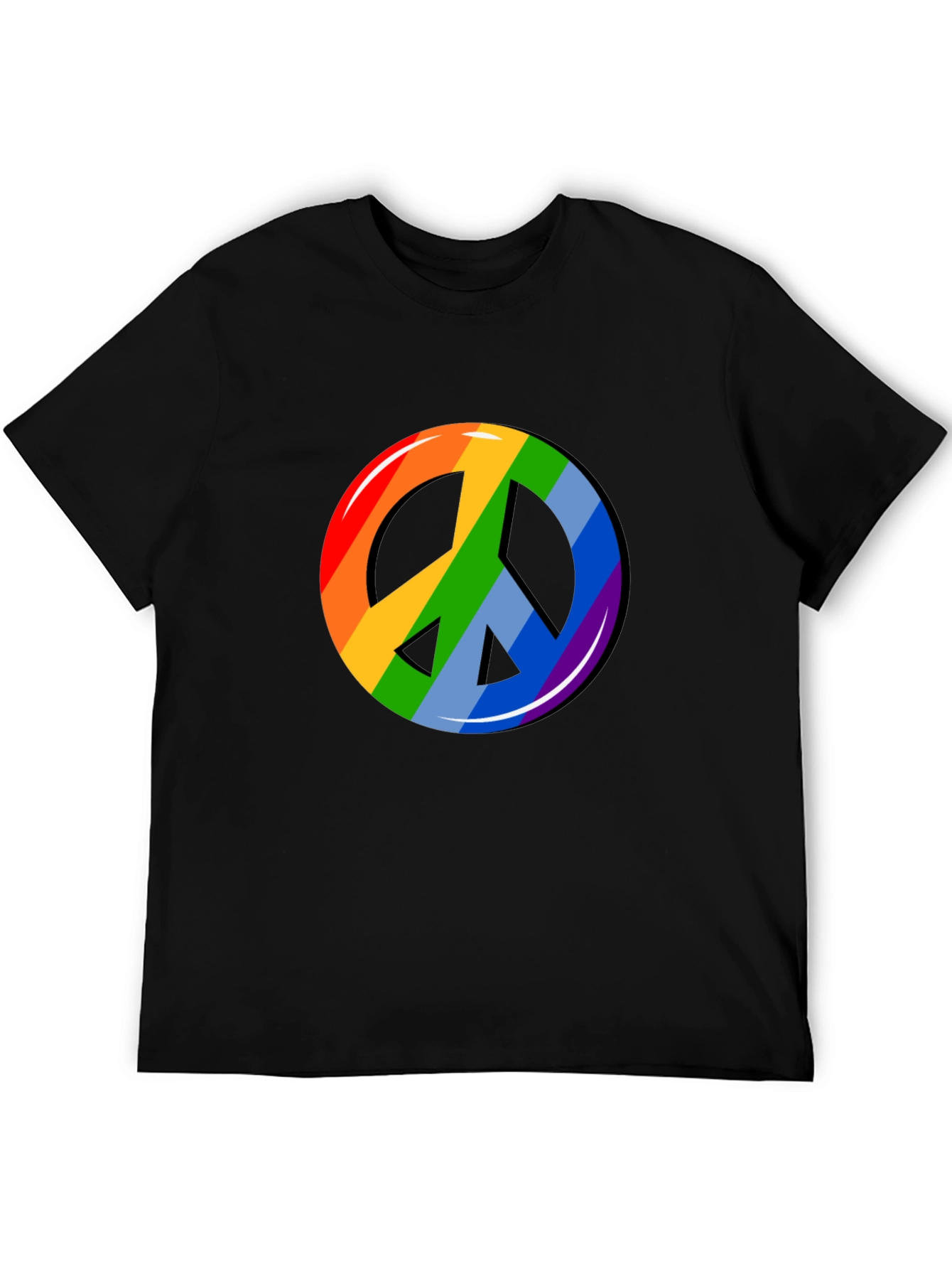 Rainbow Peace Sign Graphic T-Shirt - Black