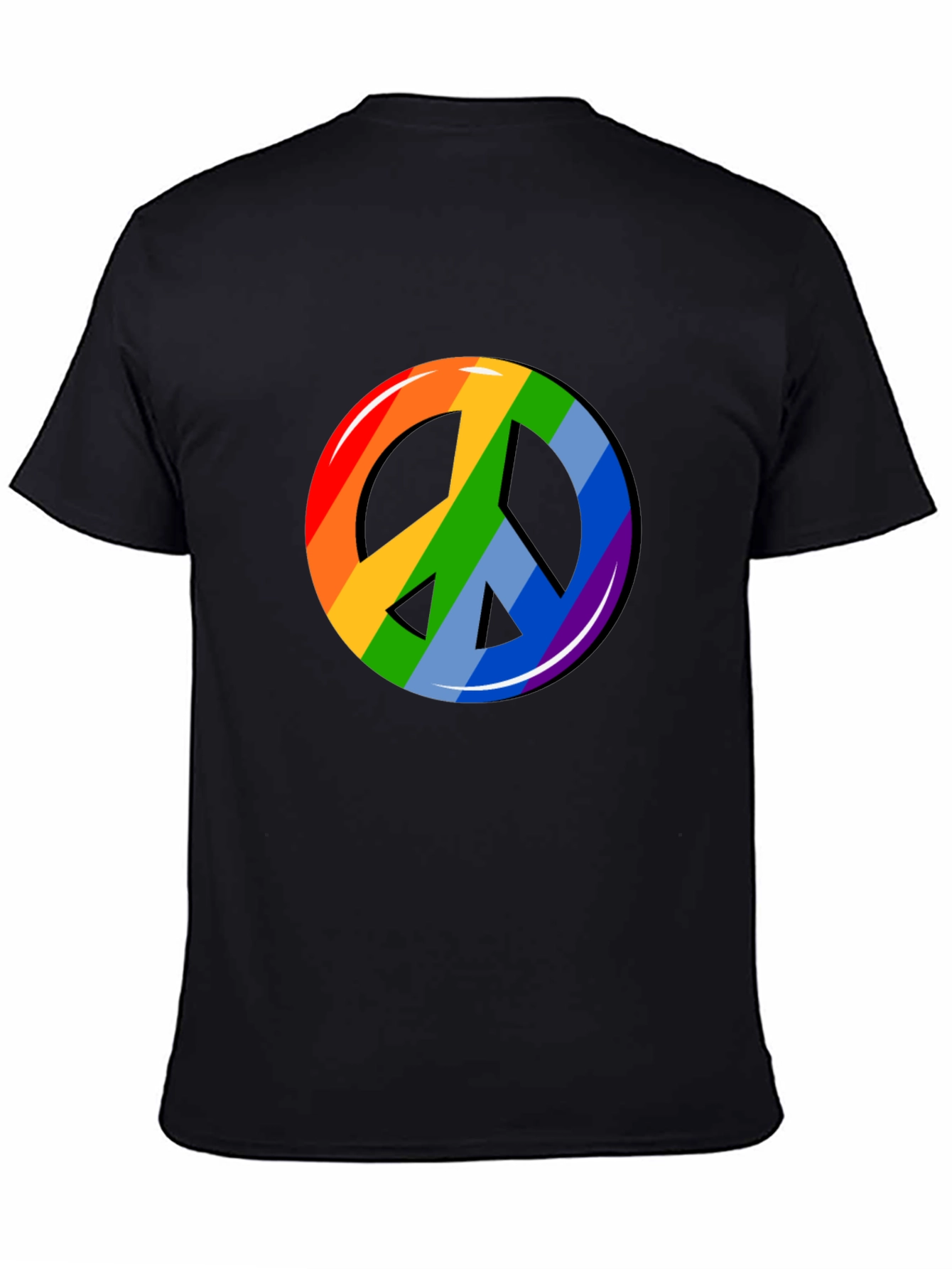 Rainbow Peace Sign Graphic T-Shirt - Black
