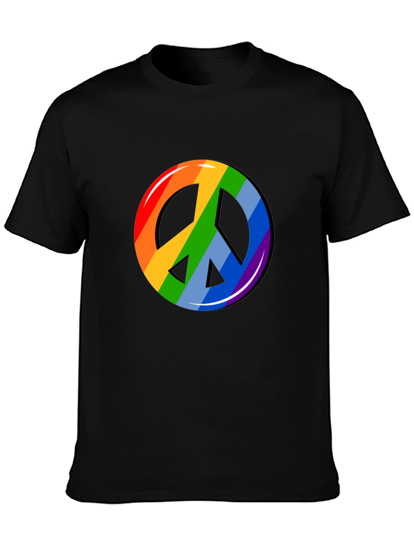 Rainbow Peace Sign Graphic T-Shirt - Black