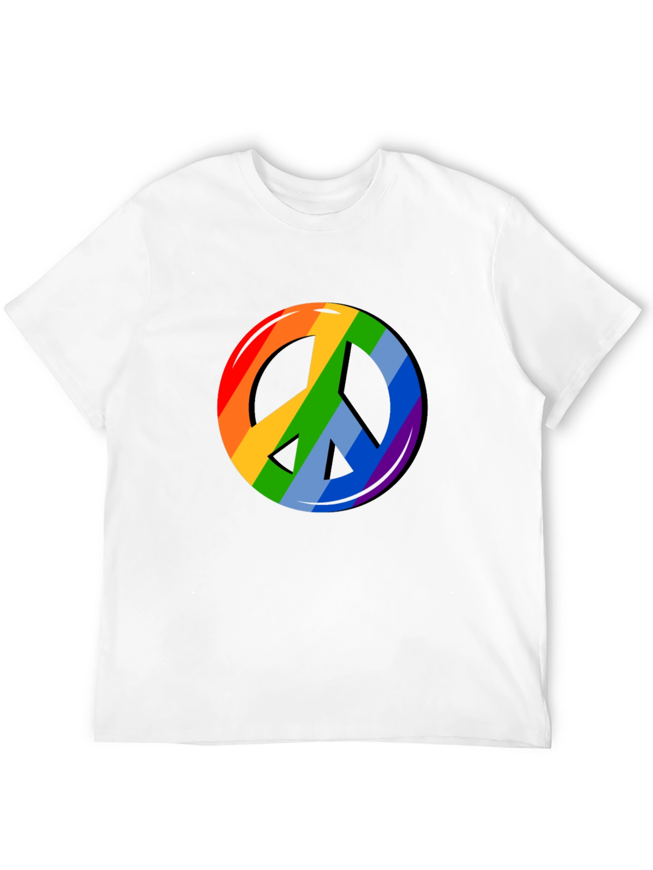 Rainbow Peace Sign Graphic T-Shirt - Black