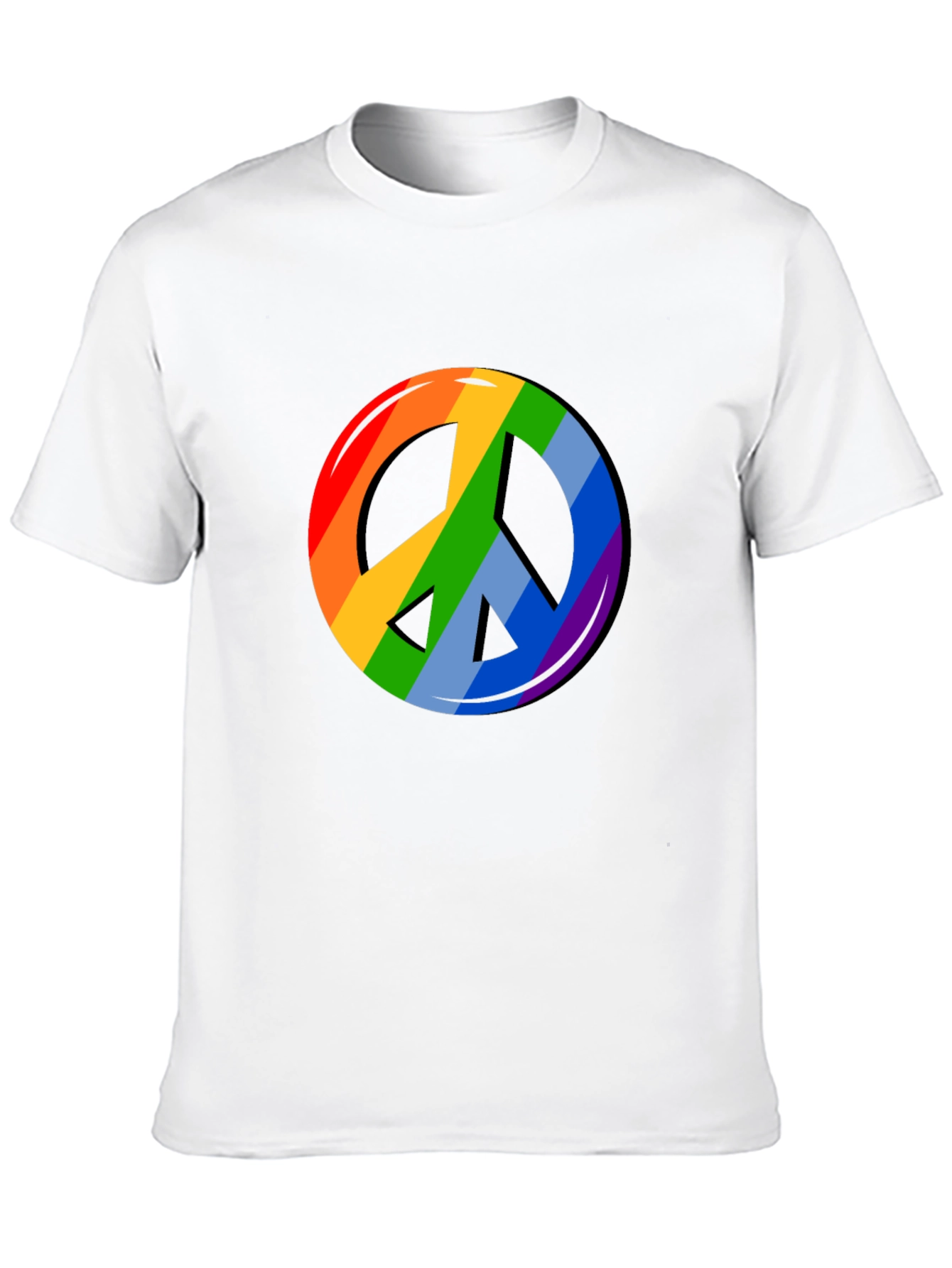 Rainbow Peace Sign Graphic T-Shirt - Black