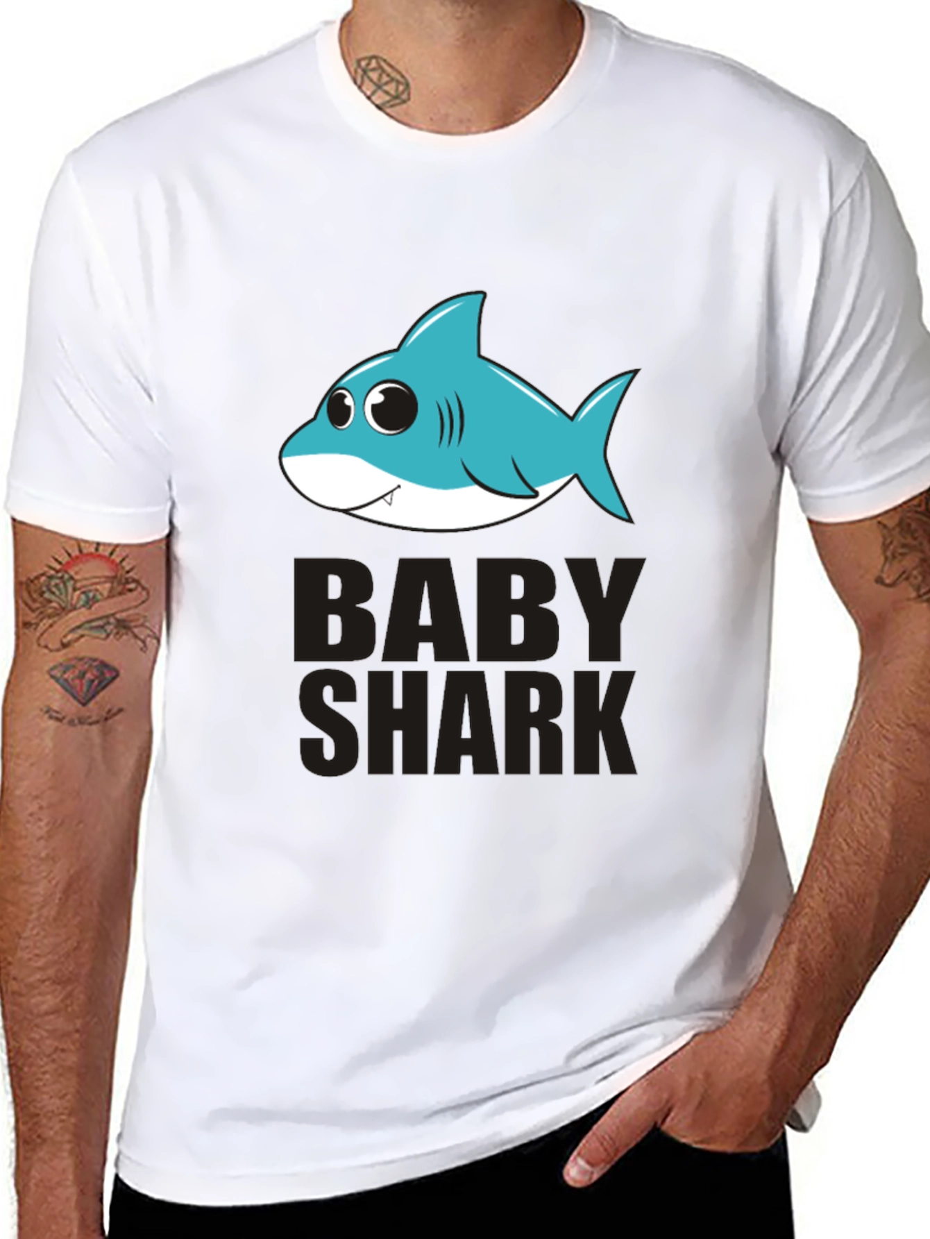 Baby Shark Graphic Tee - Black Cotton T-Shirt