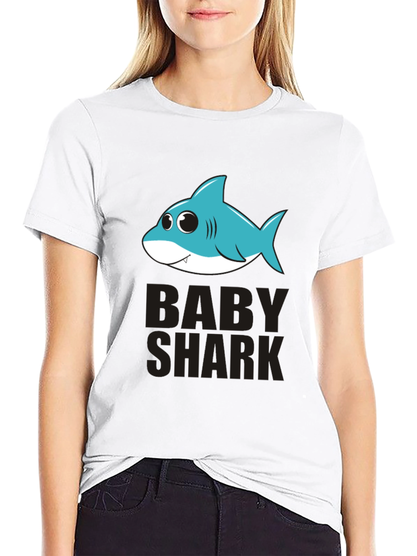 Baby Shark Graphic Tee - Black Cotton T-Shirt