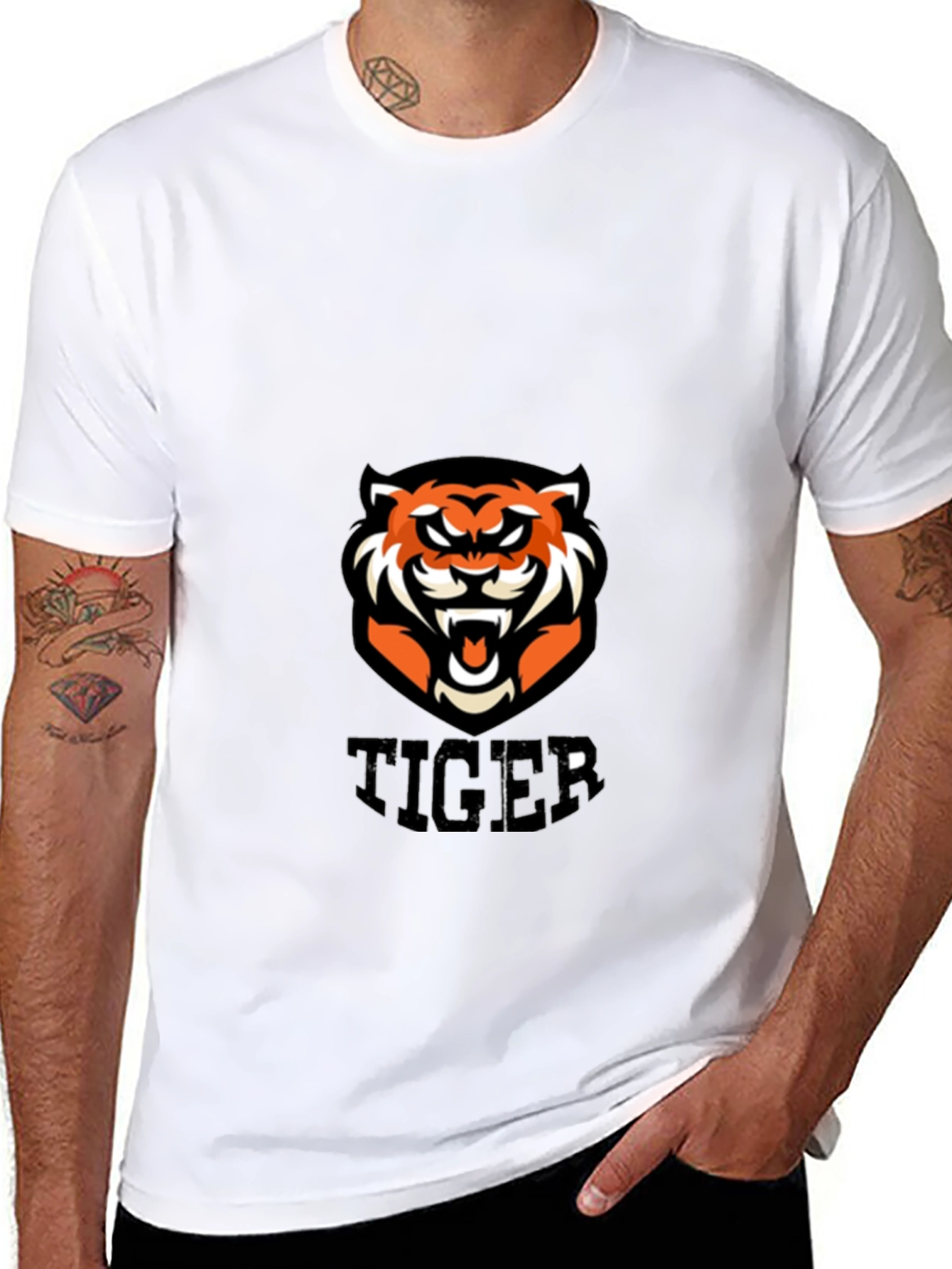 Tiger Graphic Print Black T-Shirt