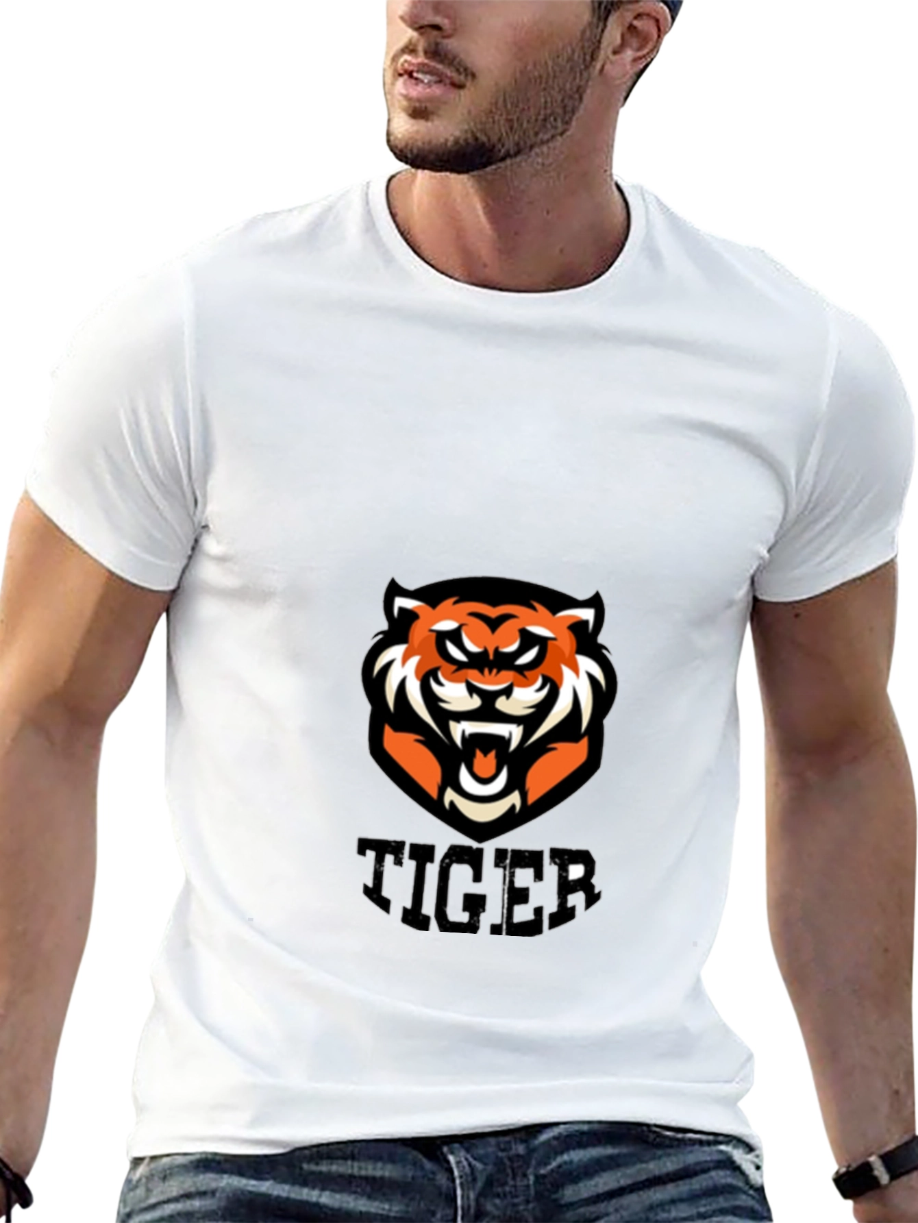 Tiger Graphic Print Black T-Shirt
