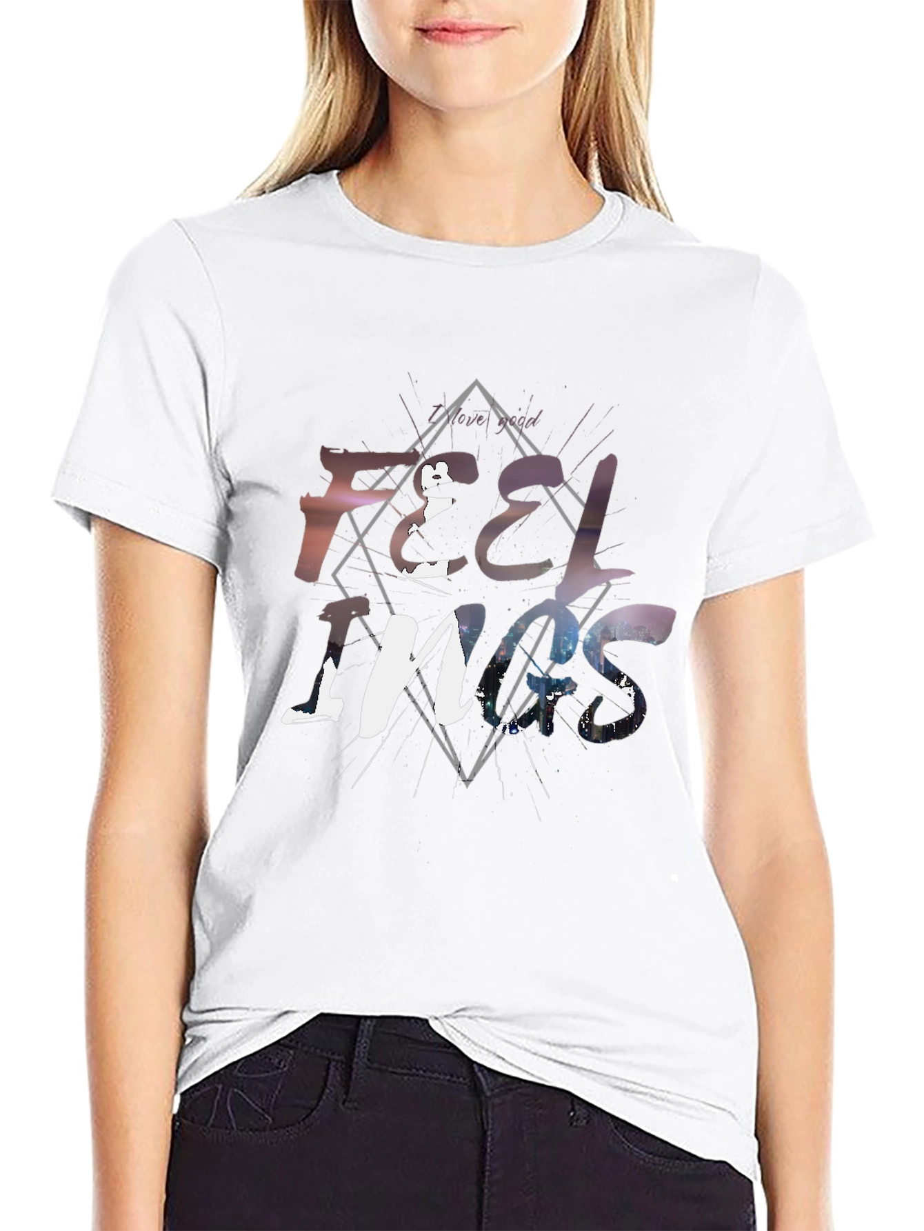 Feelings Graphic Tee - Stylish Black Cotton T-Shirt