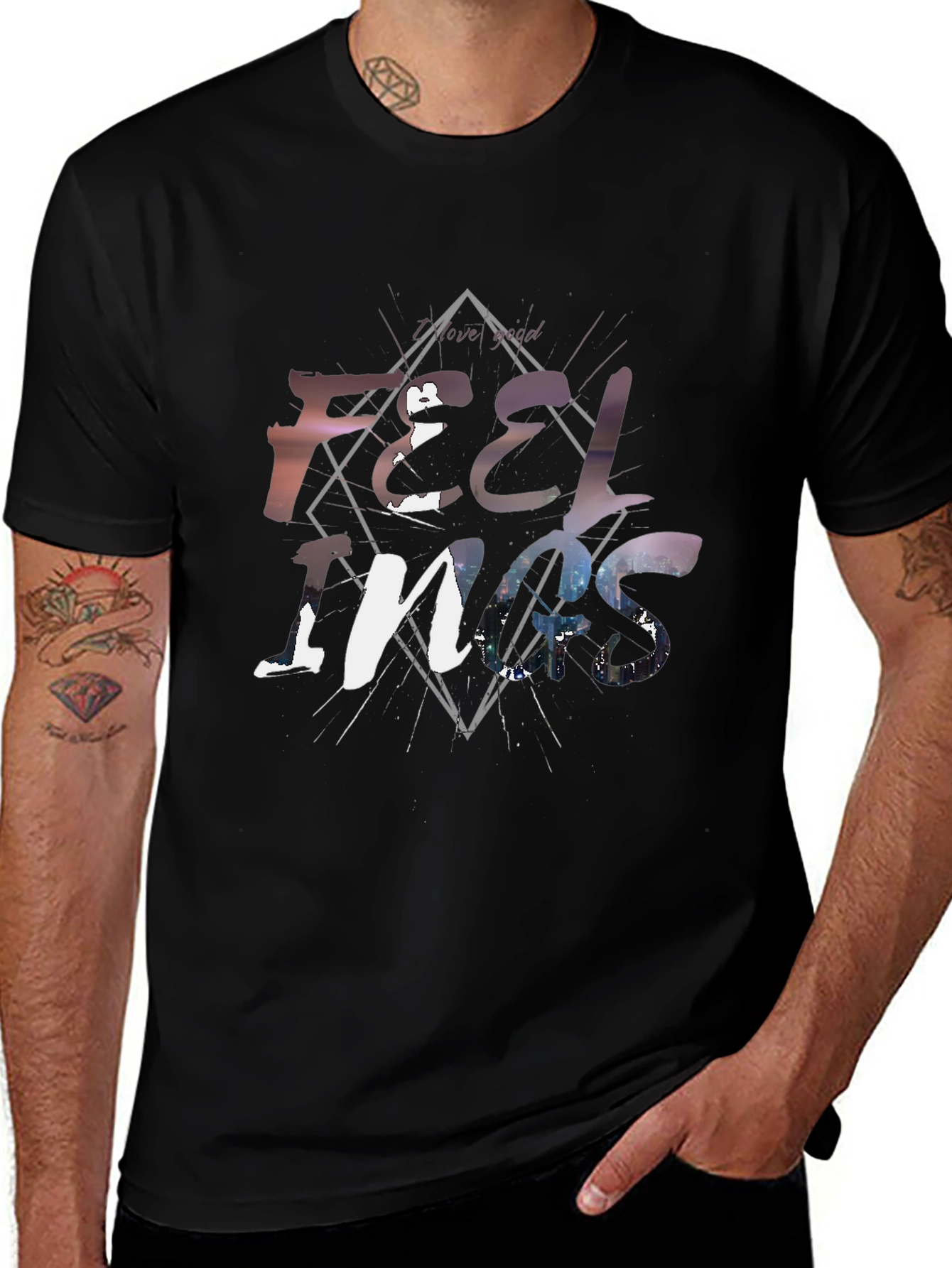 Feelings Graphic Tee - Stylish Black Cotton T-Shirt