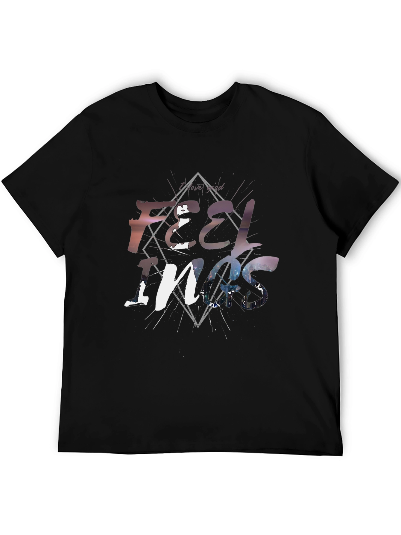 Feelings Graphic Tee - Stylish Black Cotton T-Shirt