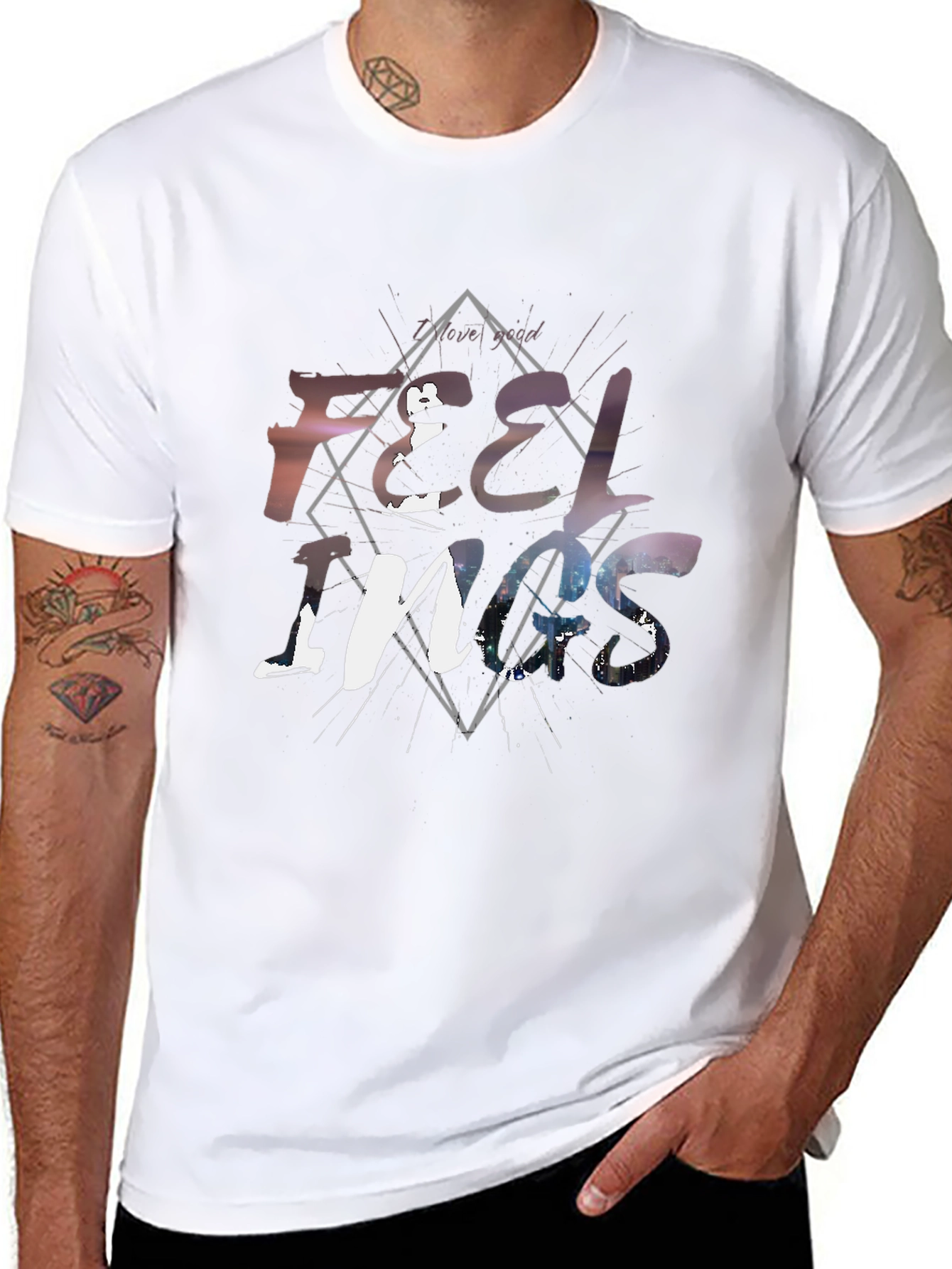 Feelings Graphic Tee - Stylish Black Cotton T-Shirt