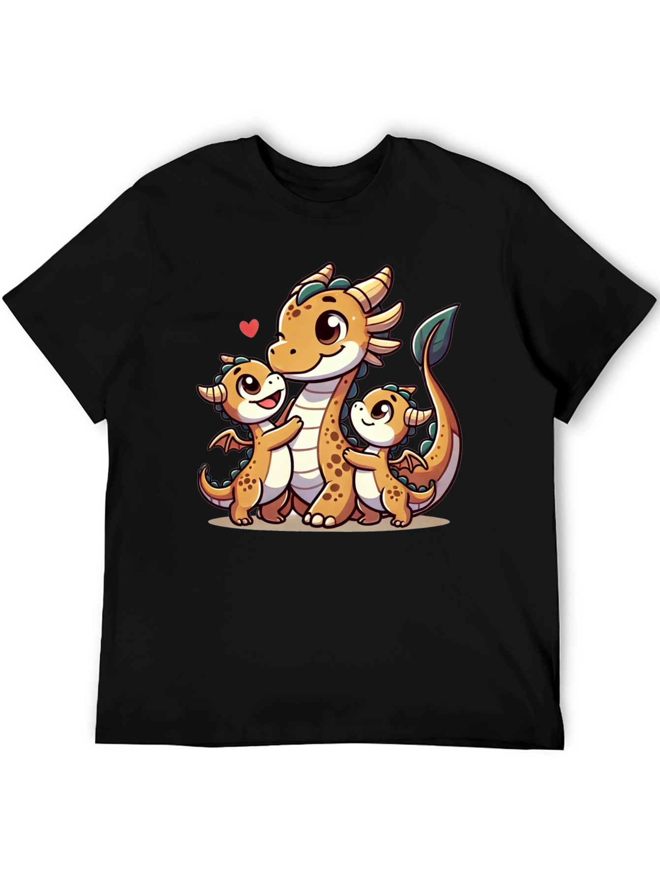 Cute Dragon Family Black T-Shirt
