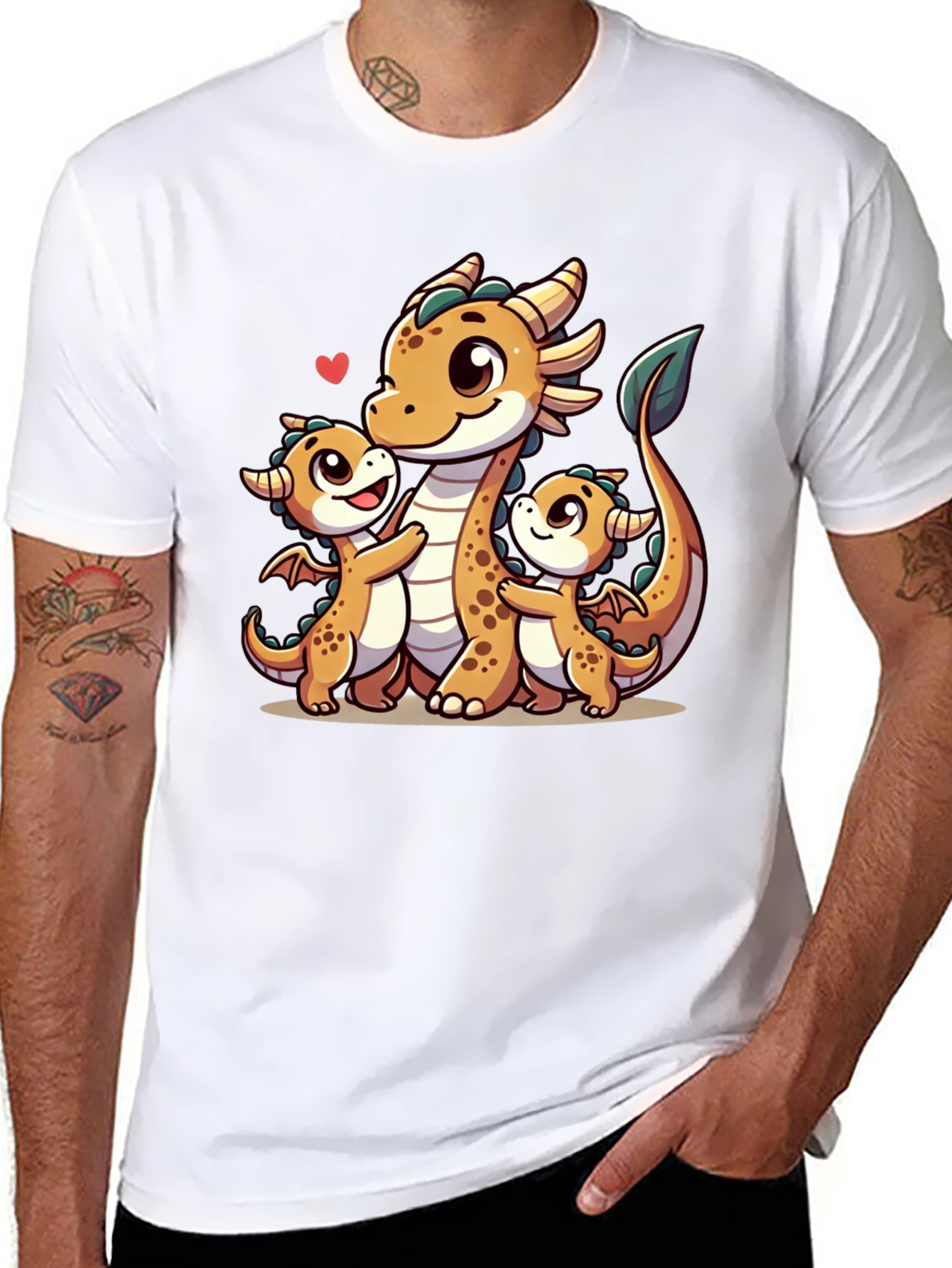 Cute Dragon Family Black T-Shirt