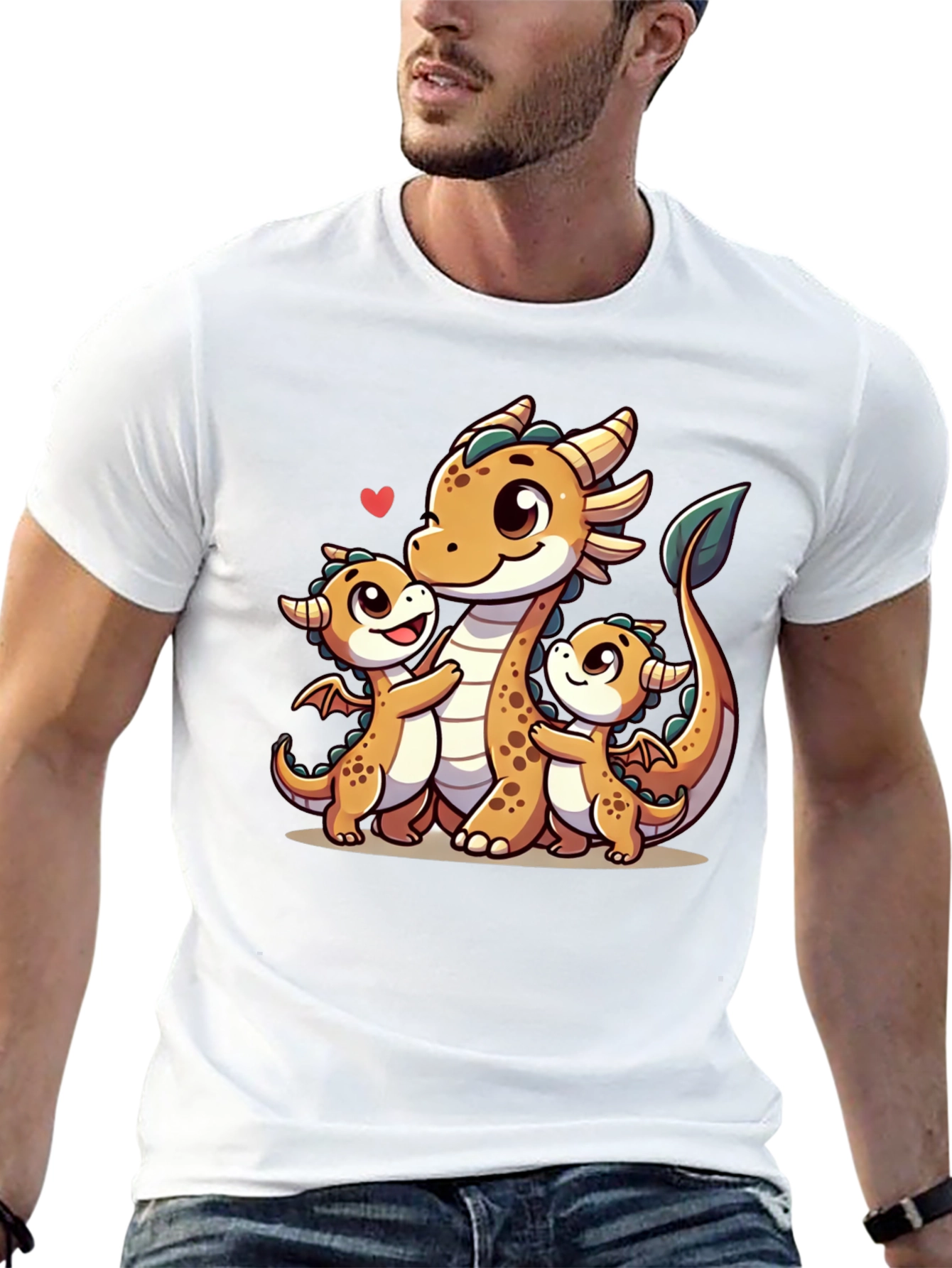 Cute Dragon Family Black T-Shirt