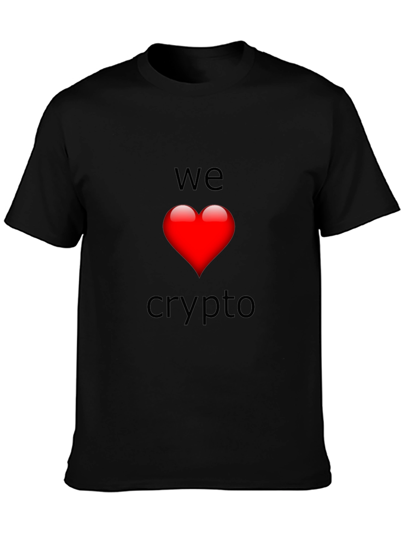 We Love Crypto T-Shirt - Black Heart Design