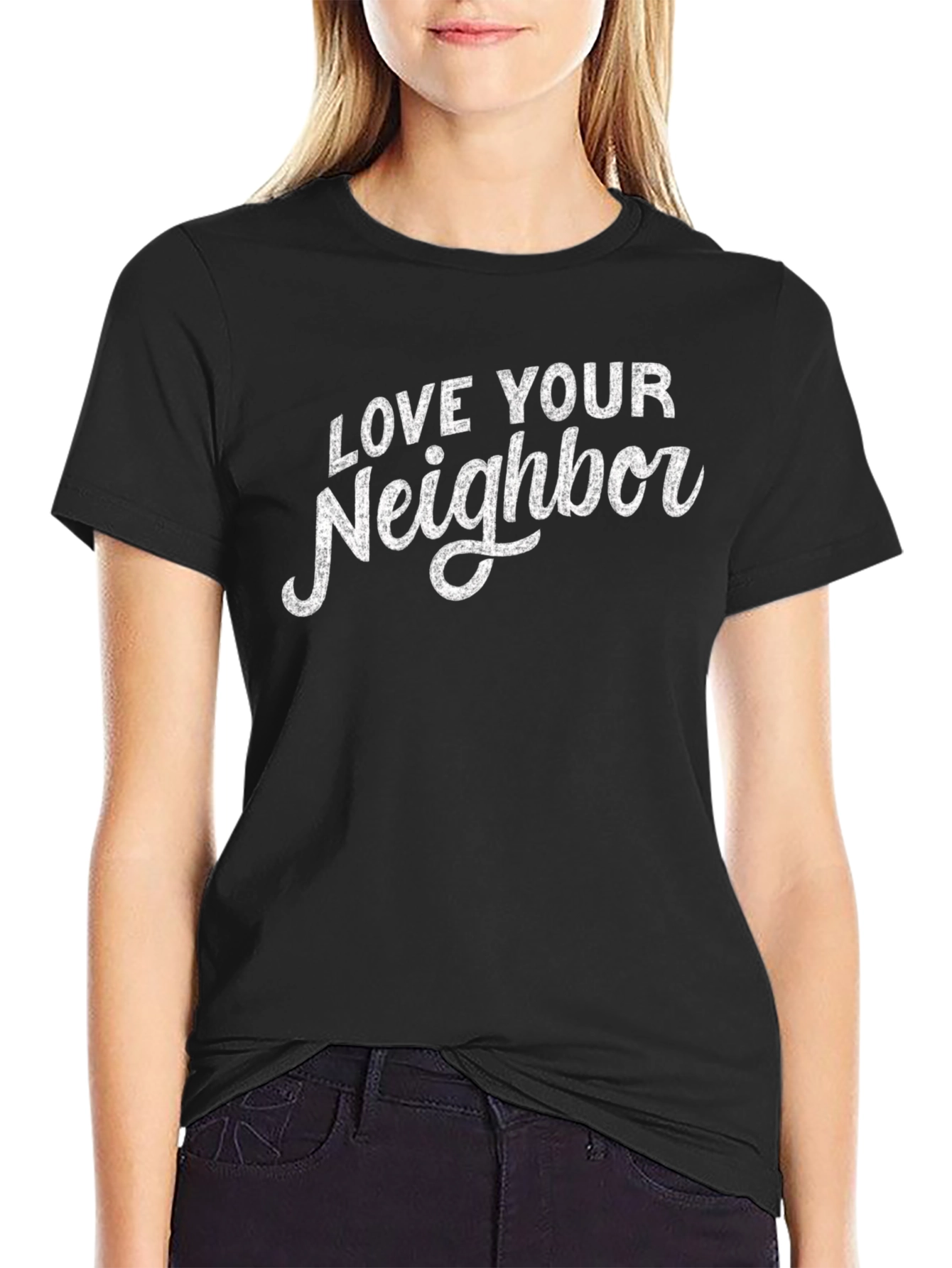 Love Your Neighbor Black Graphic T-Shirt
