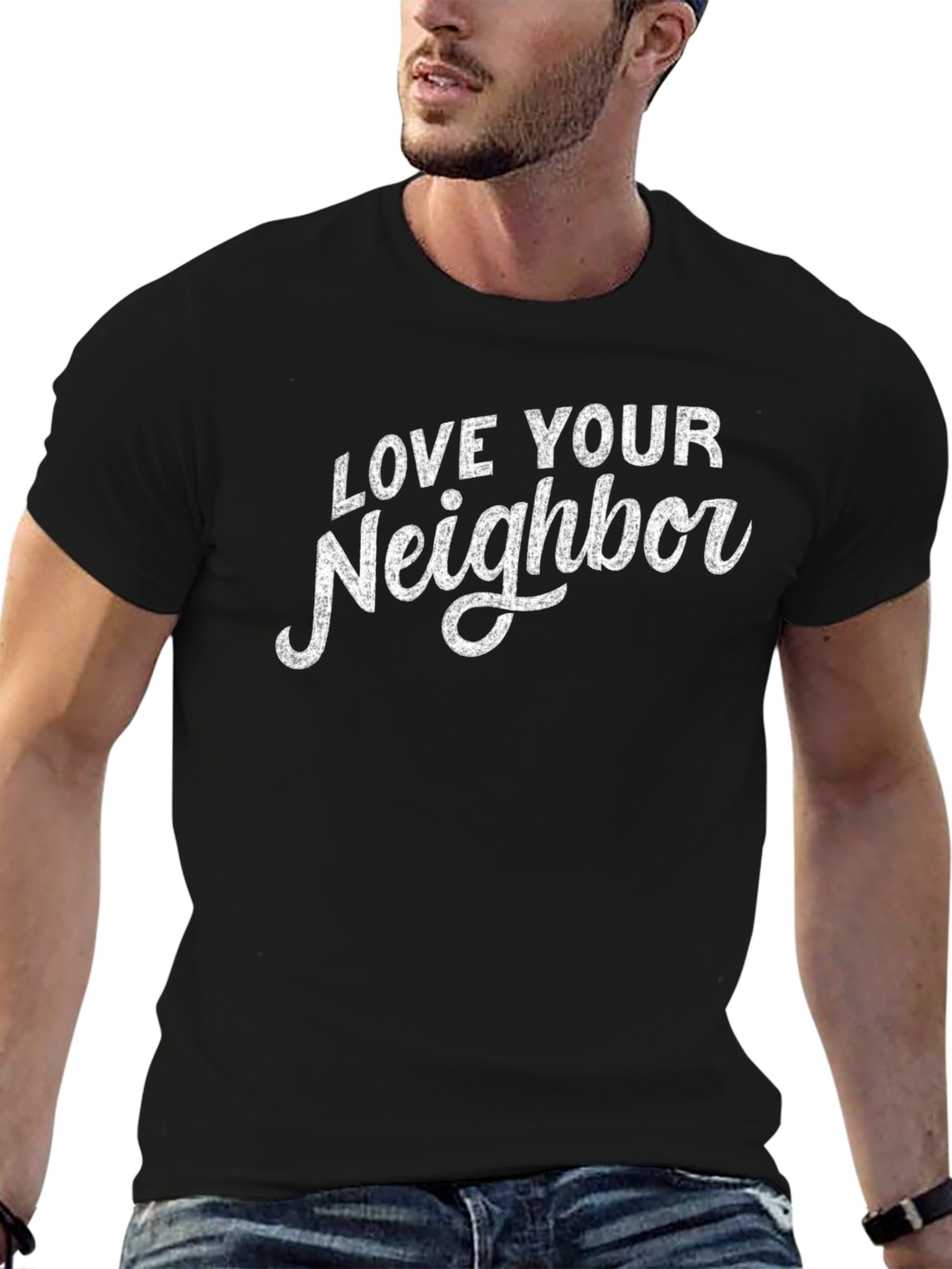 Love Your Neighbor Black Graphic T-Shirt