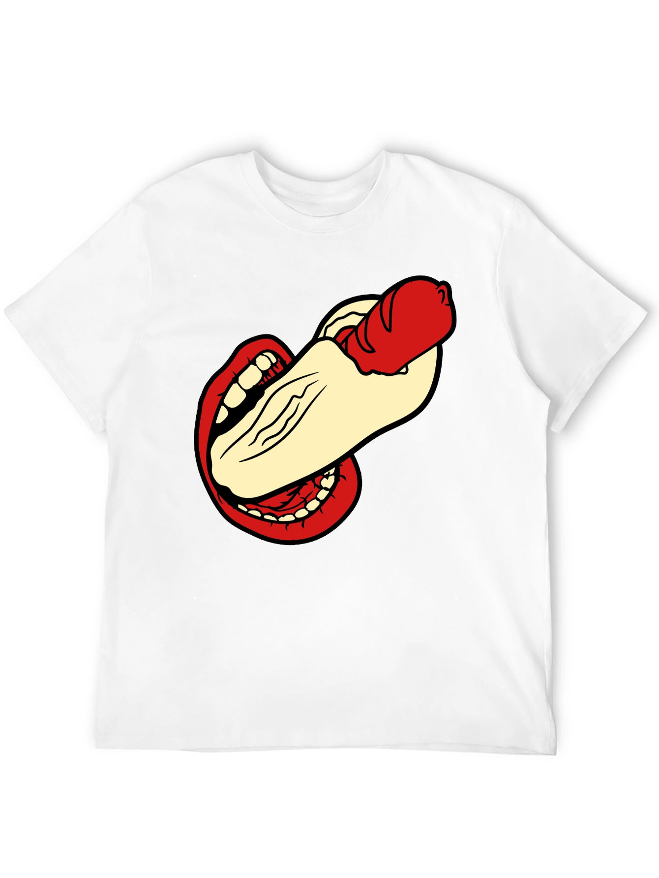 Humorous Hot Dog Bite Black T-Shirt