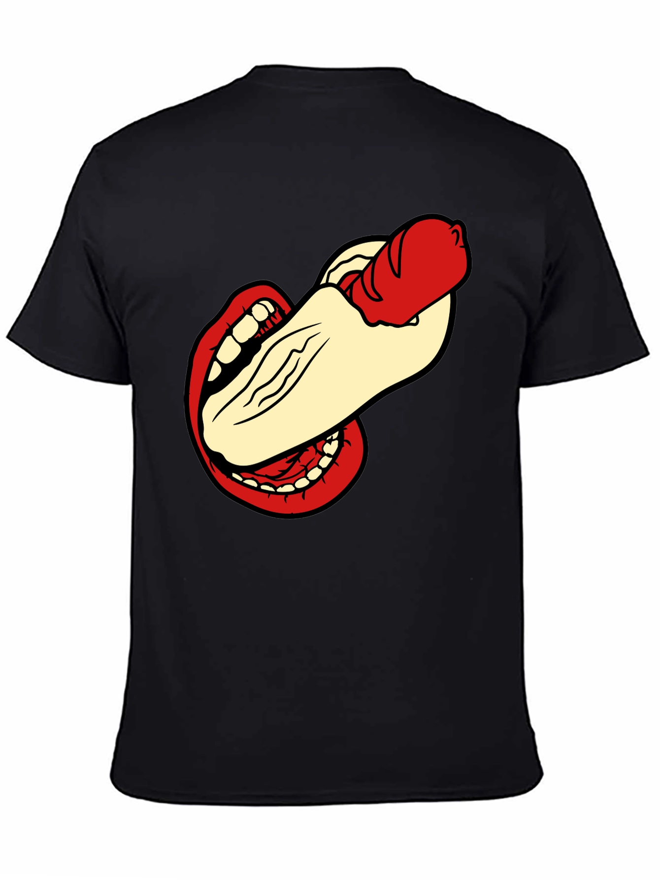 Humorous Hot Dog Bite Black T-Shirt