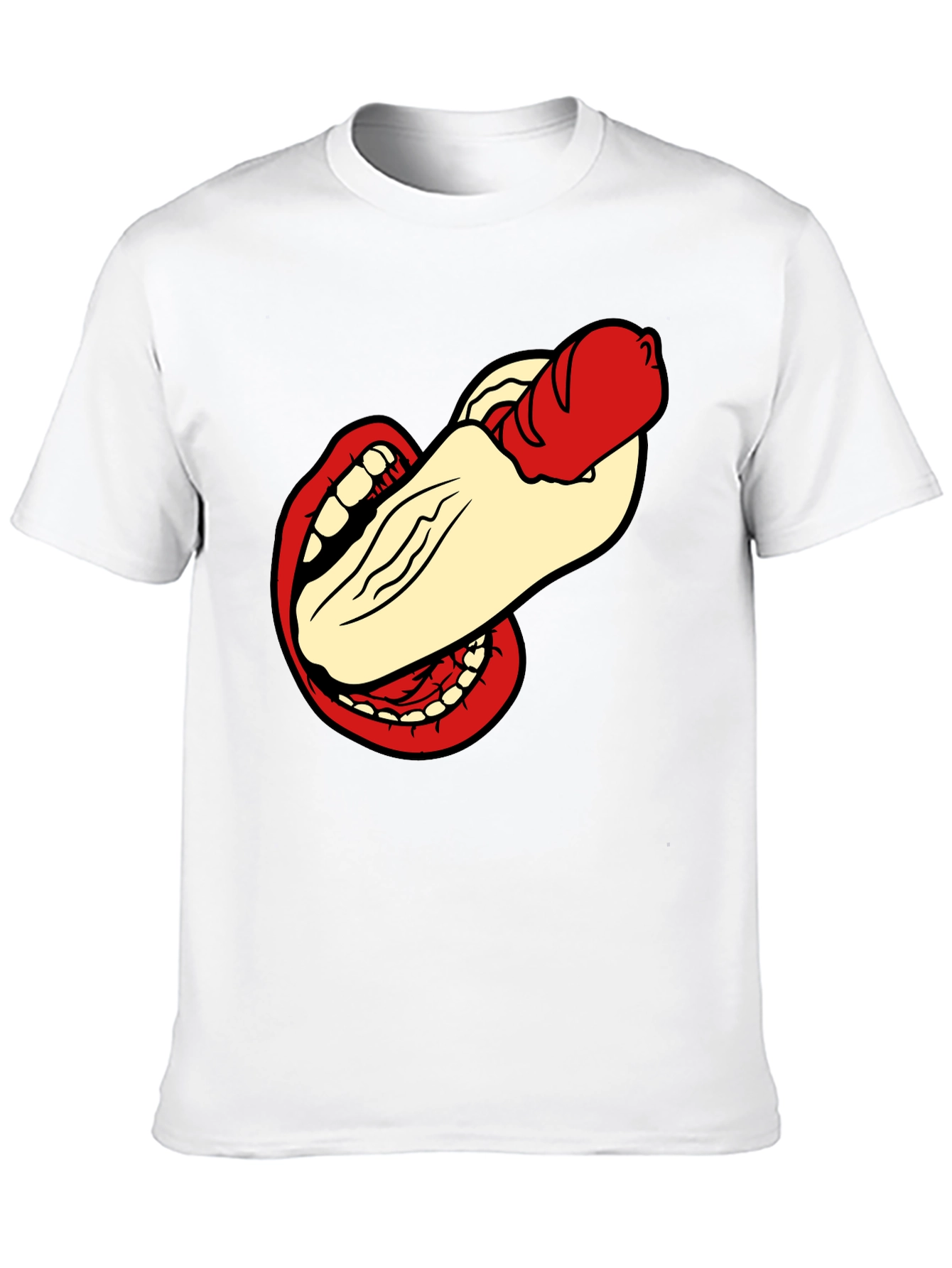 Humorous Hot Dog Bite Black T-Shirt