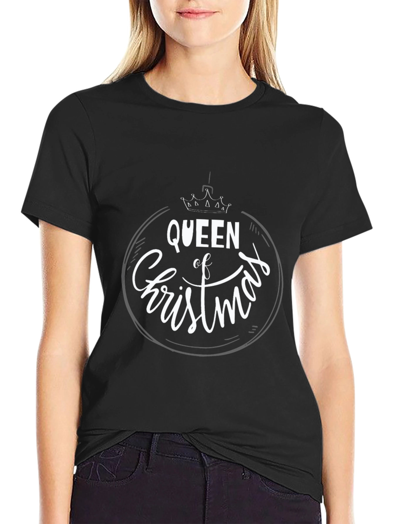 Queen of Christmas Black T-Shirt