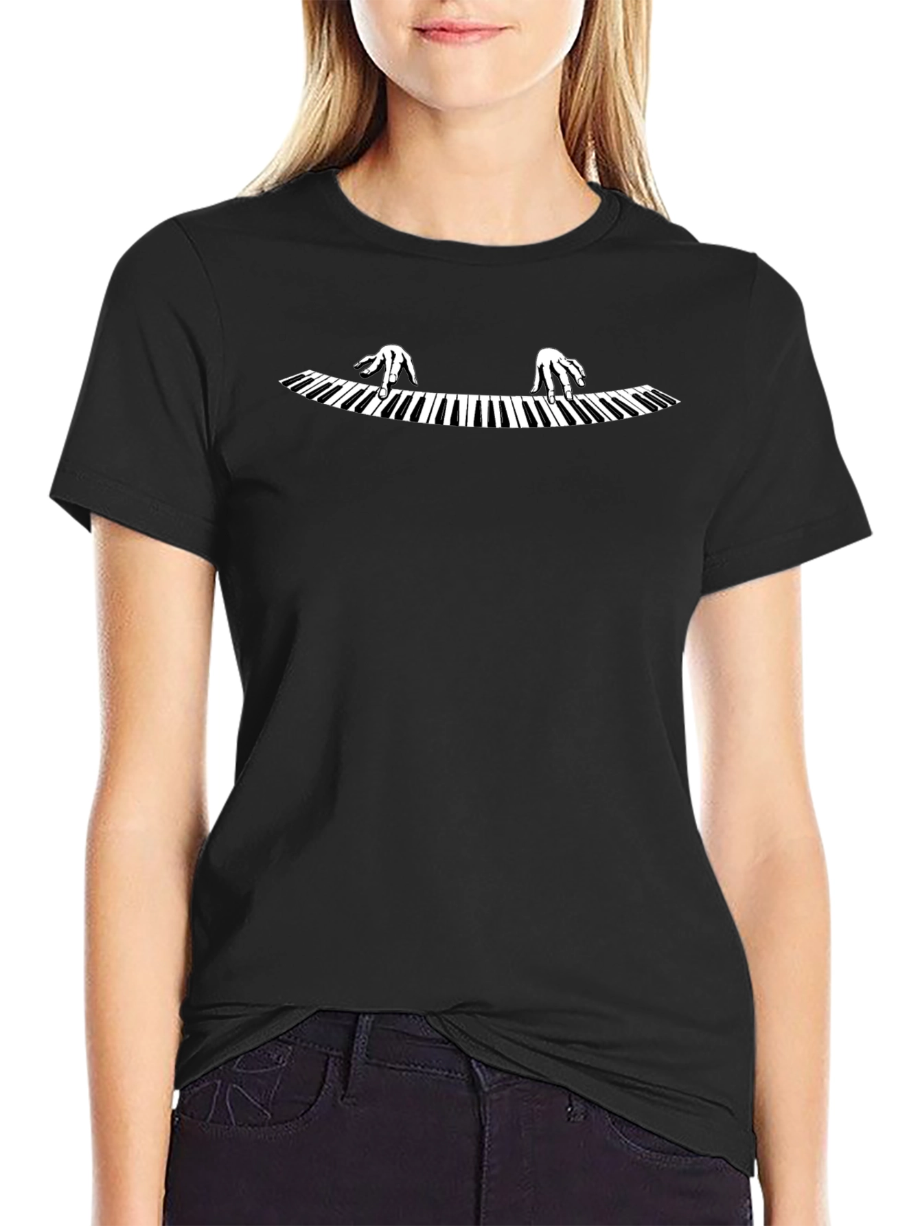 Piano Hands Graphic T-Shirt - Black
