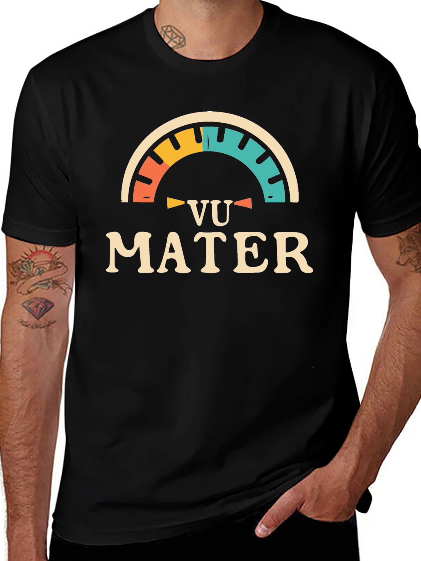 Retro Vu Mater Graphic Tee - Black Cotton Blend