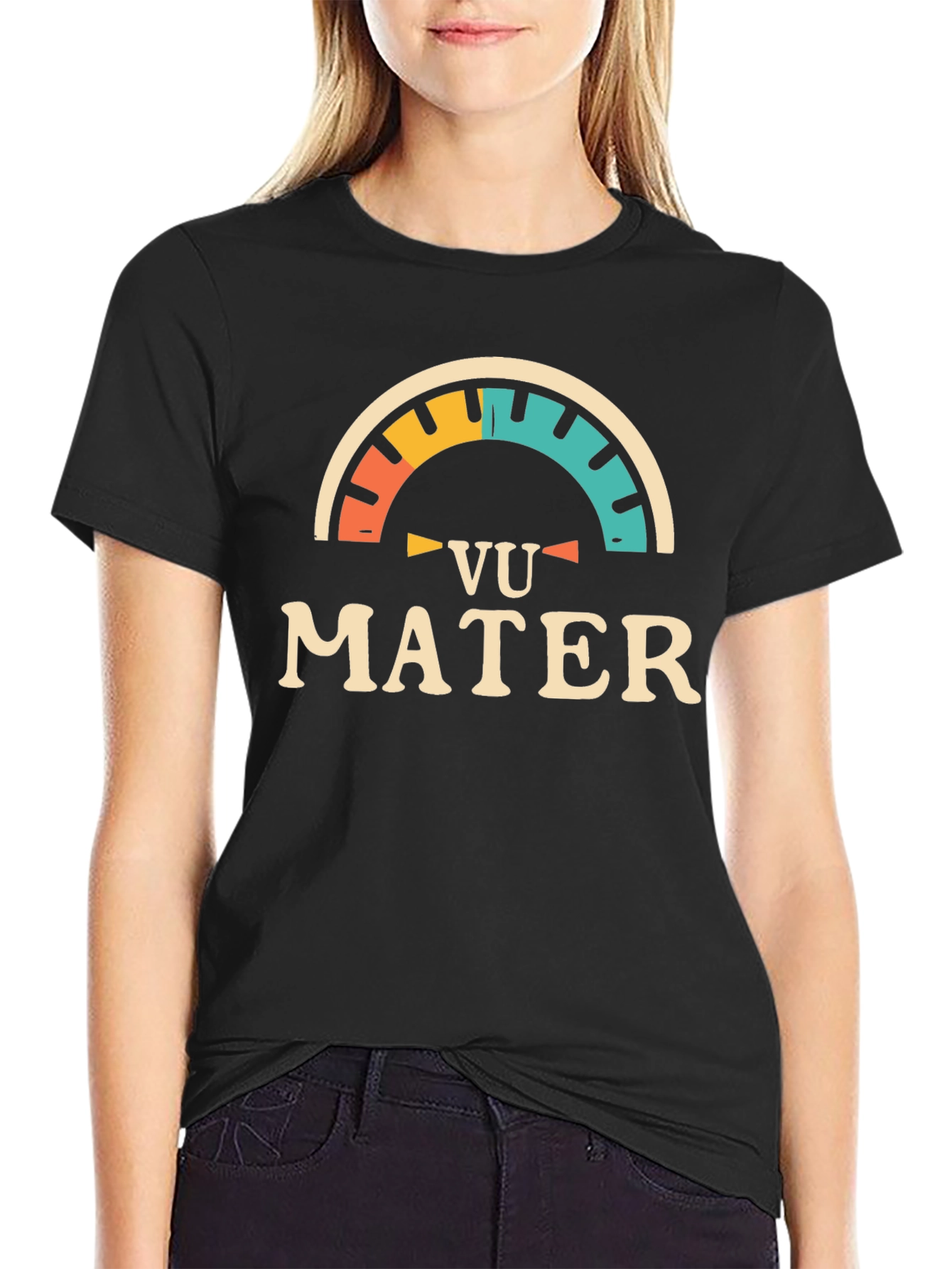 Retro Vu Mater Graphic Tee - Black Cotton Blend
