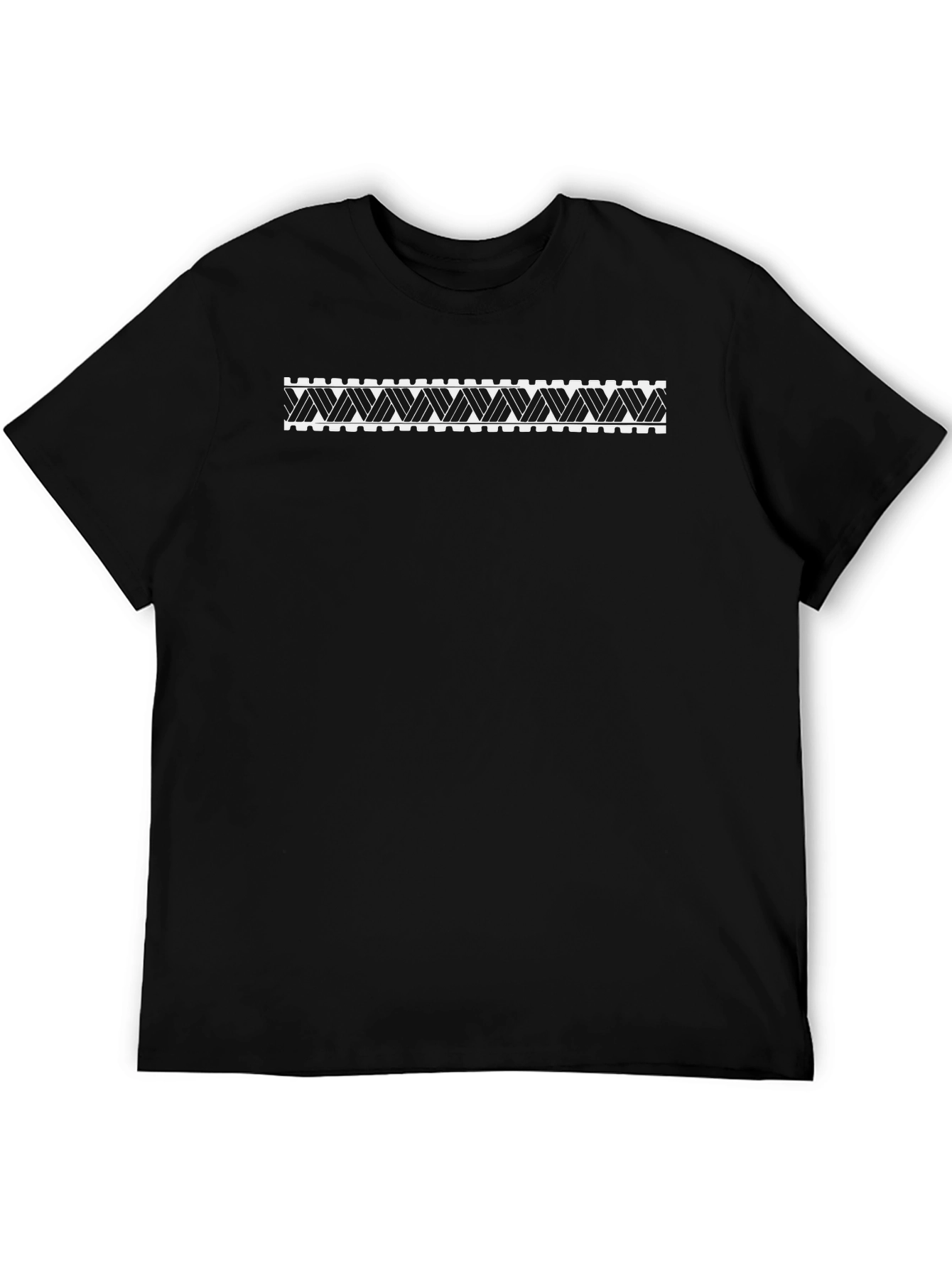Black Tee with Geometric Woven Pattern