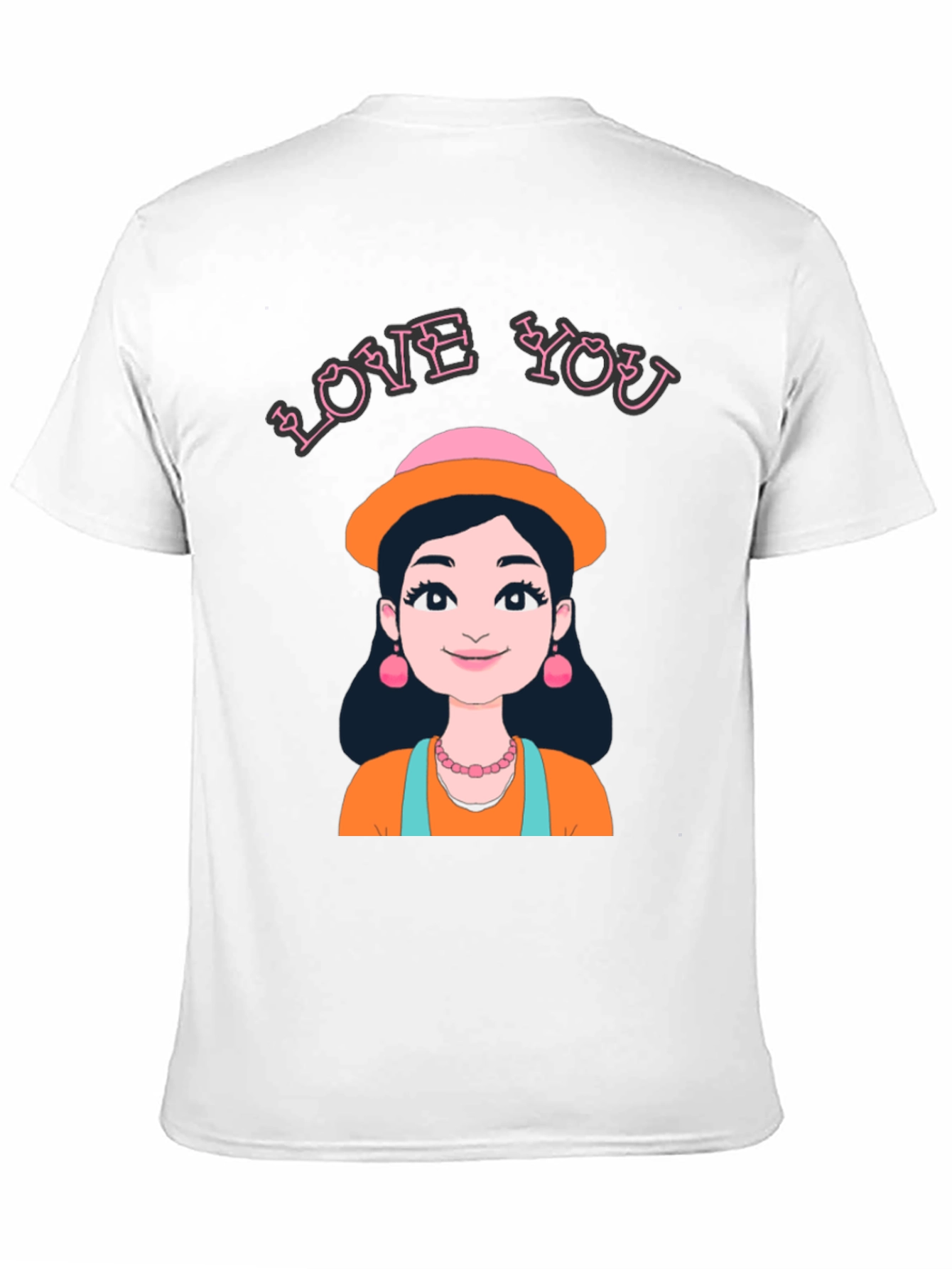 Love You T-Shirt with Cartoon Girl Illustration