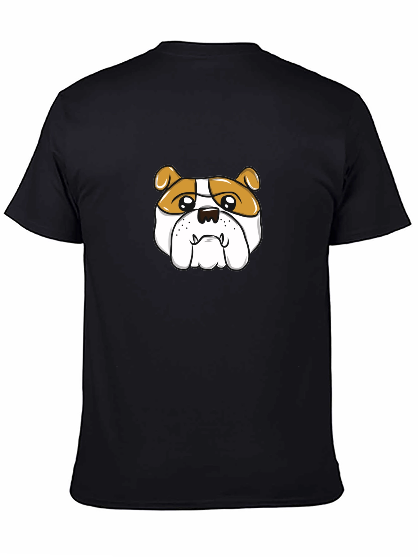 Bulldog Cartoon Graphic Tee - Black Cotton T-Shirt
