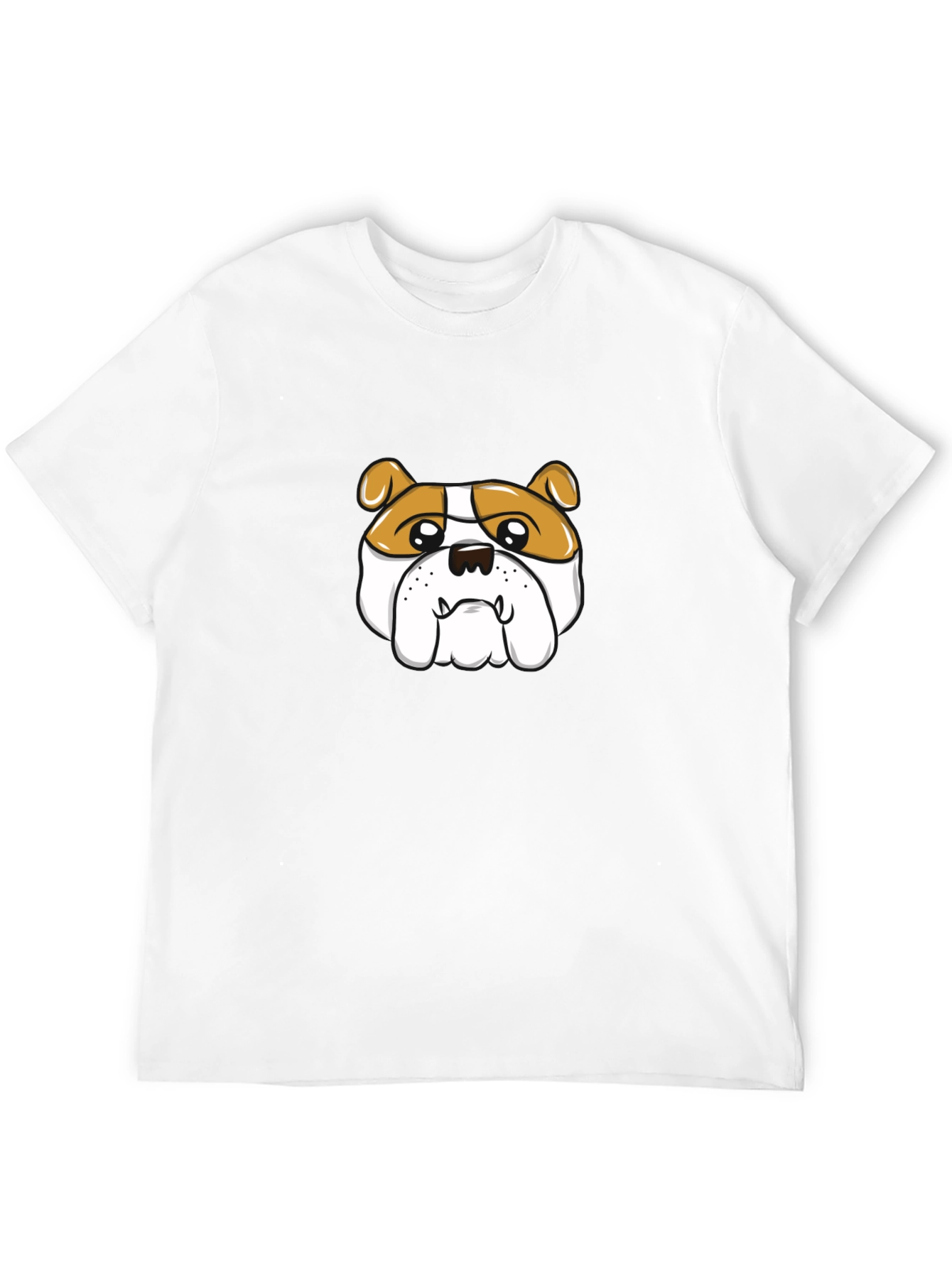 Bulldog Cartoon Graphic Tee - Black Cotton T-Shirt