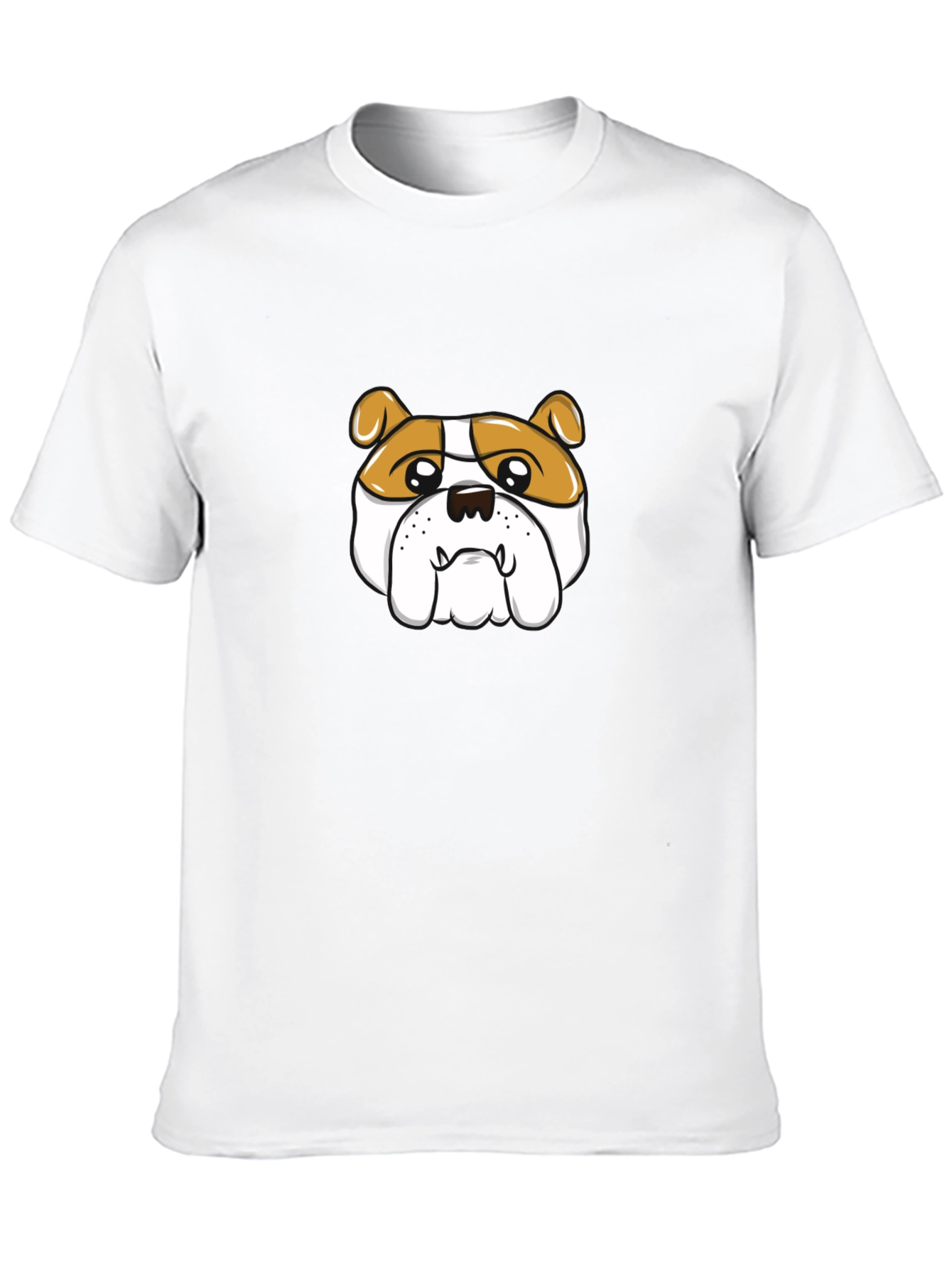 Bulldog Cartoon Graphic Tee - Black Cotton T-Shirt